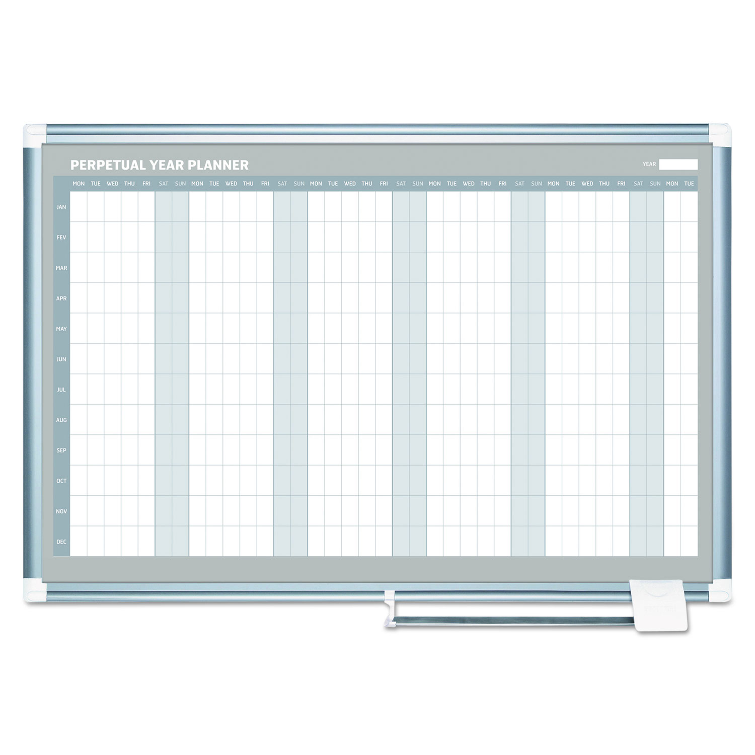 Perpetual Year Planner, 48x36, White/Silver,