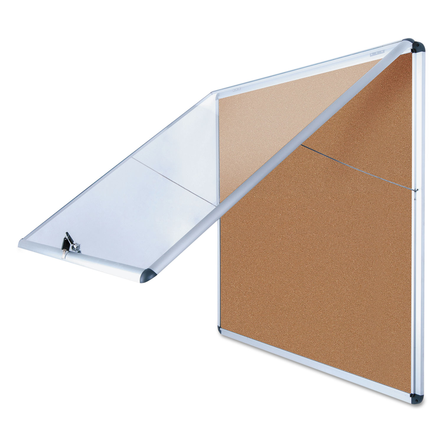 Slim-Line Enclosed Cork Bulletin Board, 47 x 38, Aluminum Case