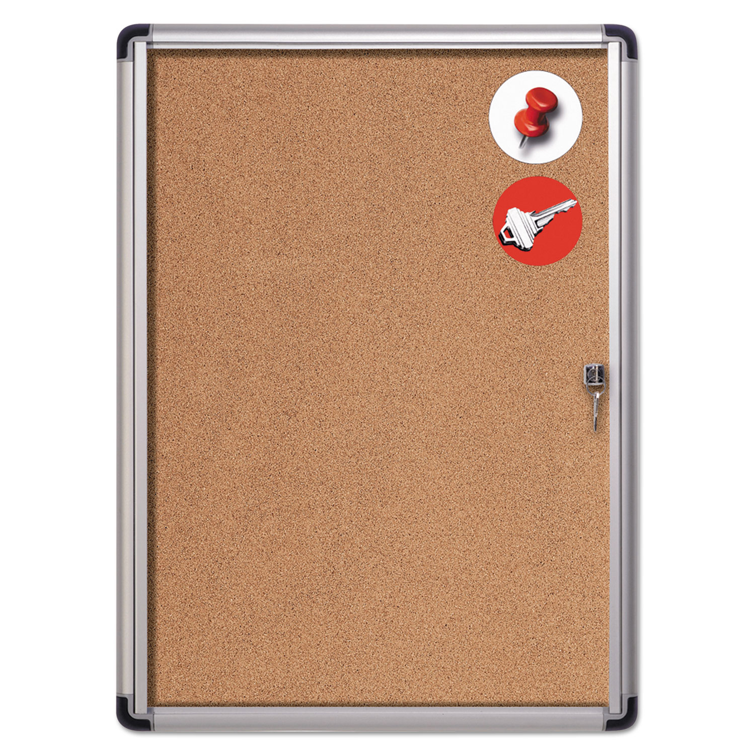 MasterVision VT630101690 Slim-Line Enclosed Cork Bulletin Board, 28 x 38, Aluminum Case (BVCVT630101690) 