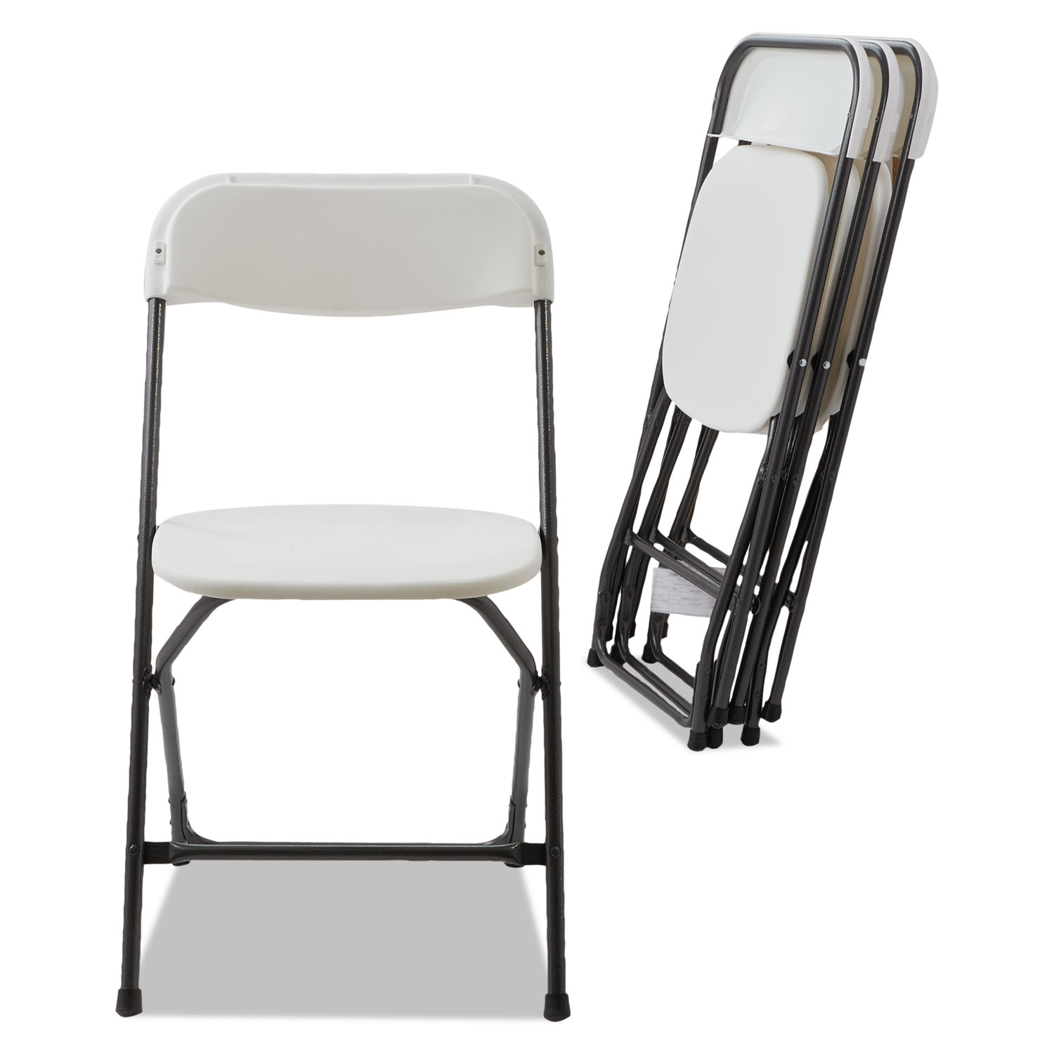 Economy Resin Folding Chair, White/Black Anthracite, 4/Carton