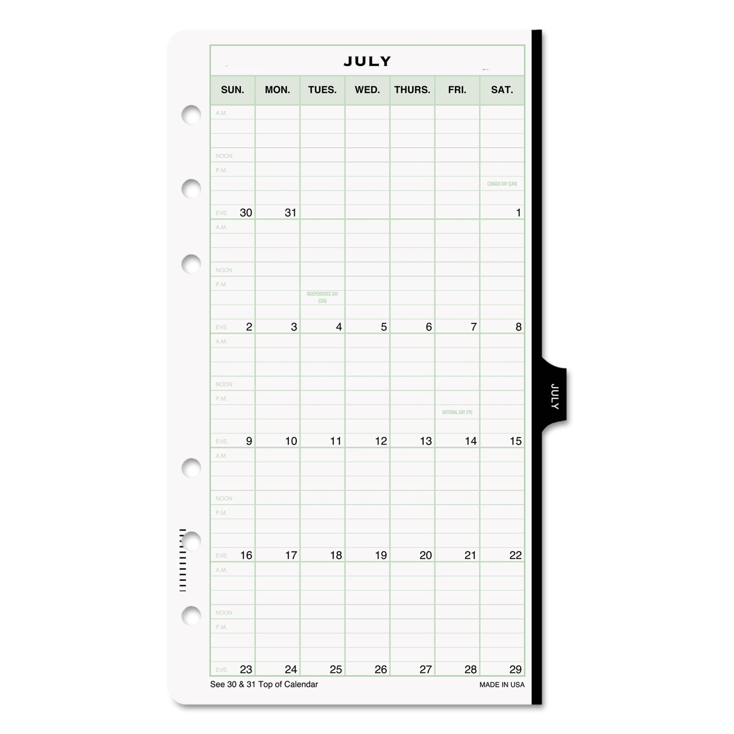 Reference Dated Two-Page-per-Day Organizer Refill, 3 3/4 x 6 3/4, 2018
