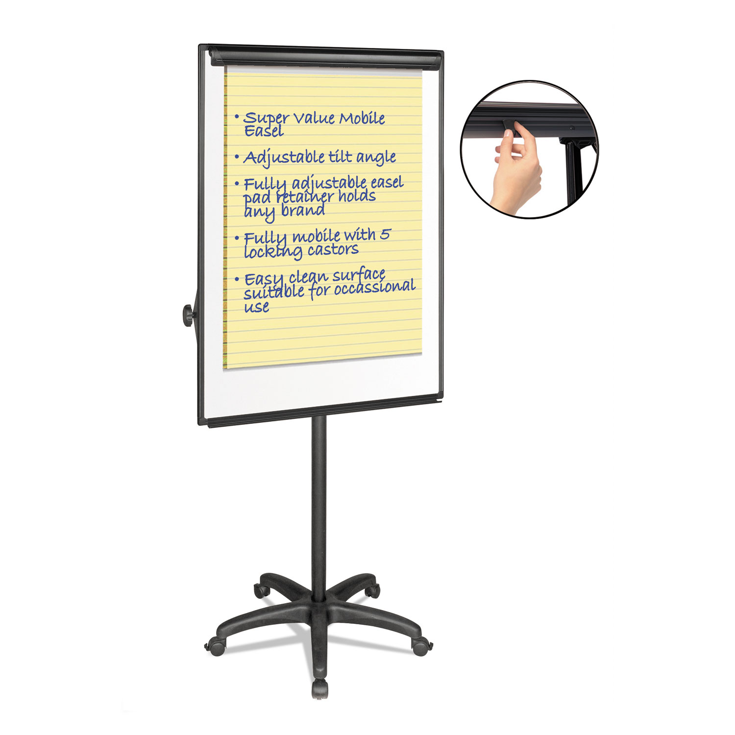  MasterVision EA4800055 Silver Easy Clean Dry Erase Mobile Presentation Easel, 44 to 75-1/4 High (BVCEA4800055) 