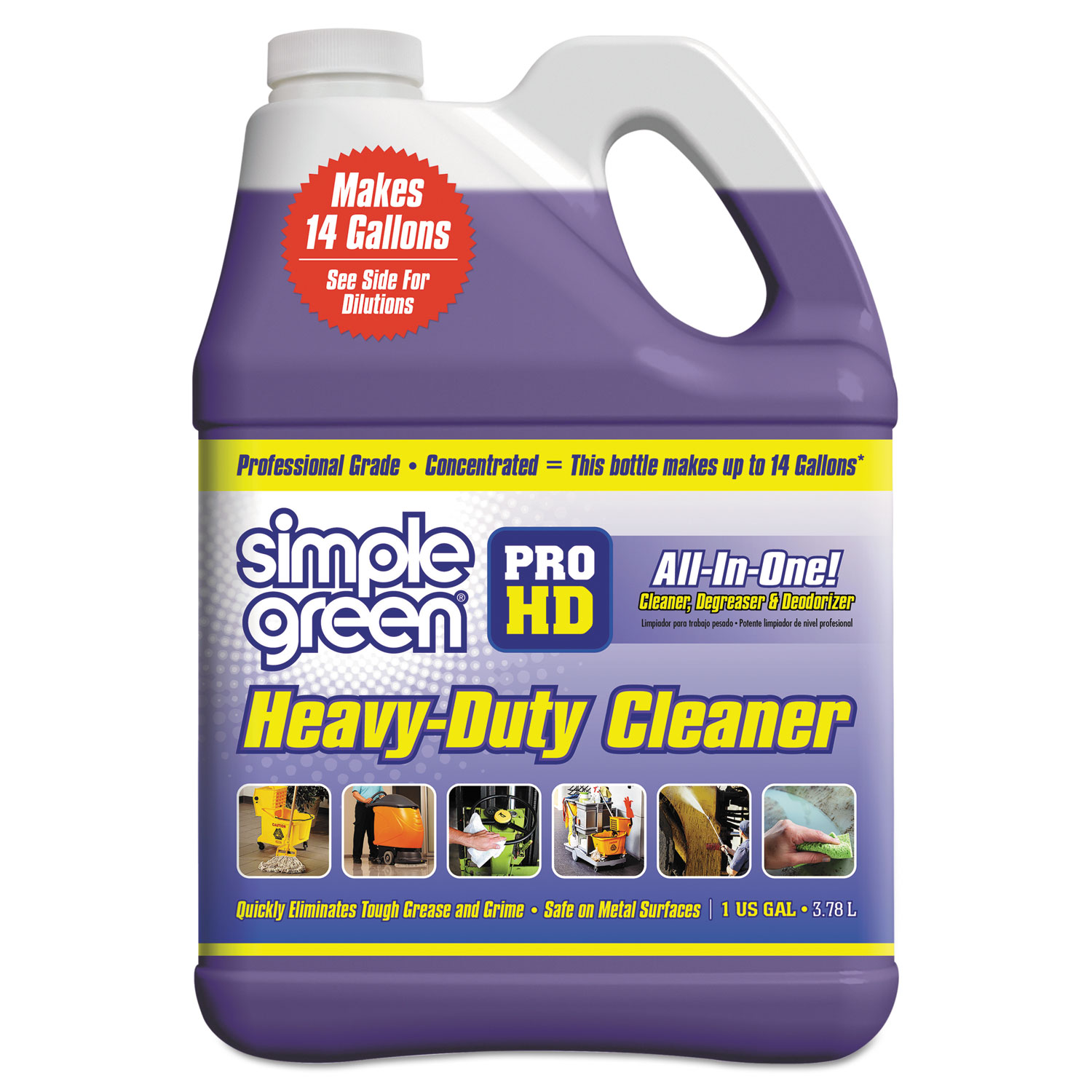  Simple Green 2110000413421 Pro HD Heavy-Duty Cleaner, Unscented, 1 gal Bottle, 4/Carton (SMP13421) 