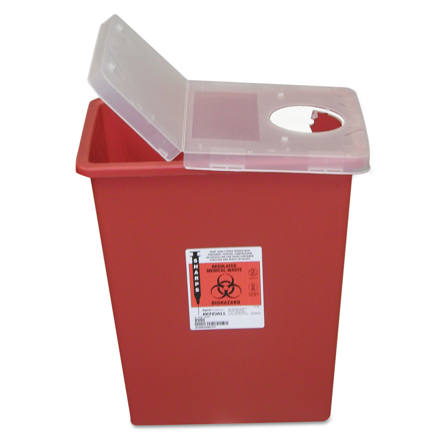 Sharps Containers, Polypropylene, 8 gal, 15 1/2 x 11 x 17 3/4, Red