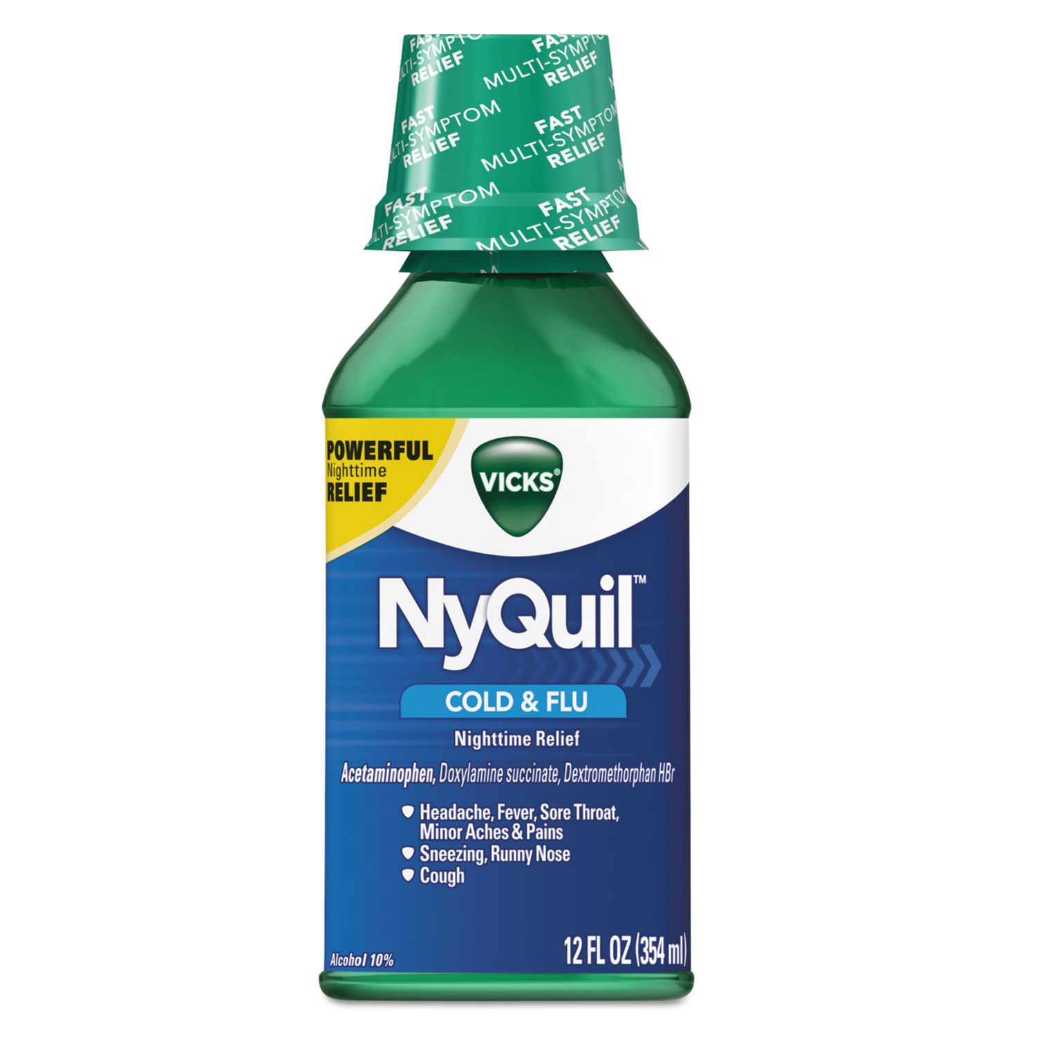  Vicks 01426 NyQuil Cold & Flu Nighttime Liquid, 12 oz Bottle, 12/Carton (PGC01426) 