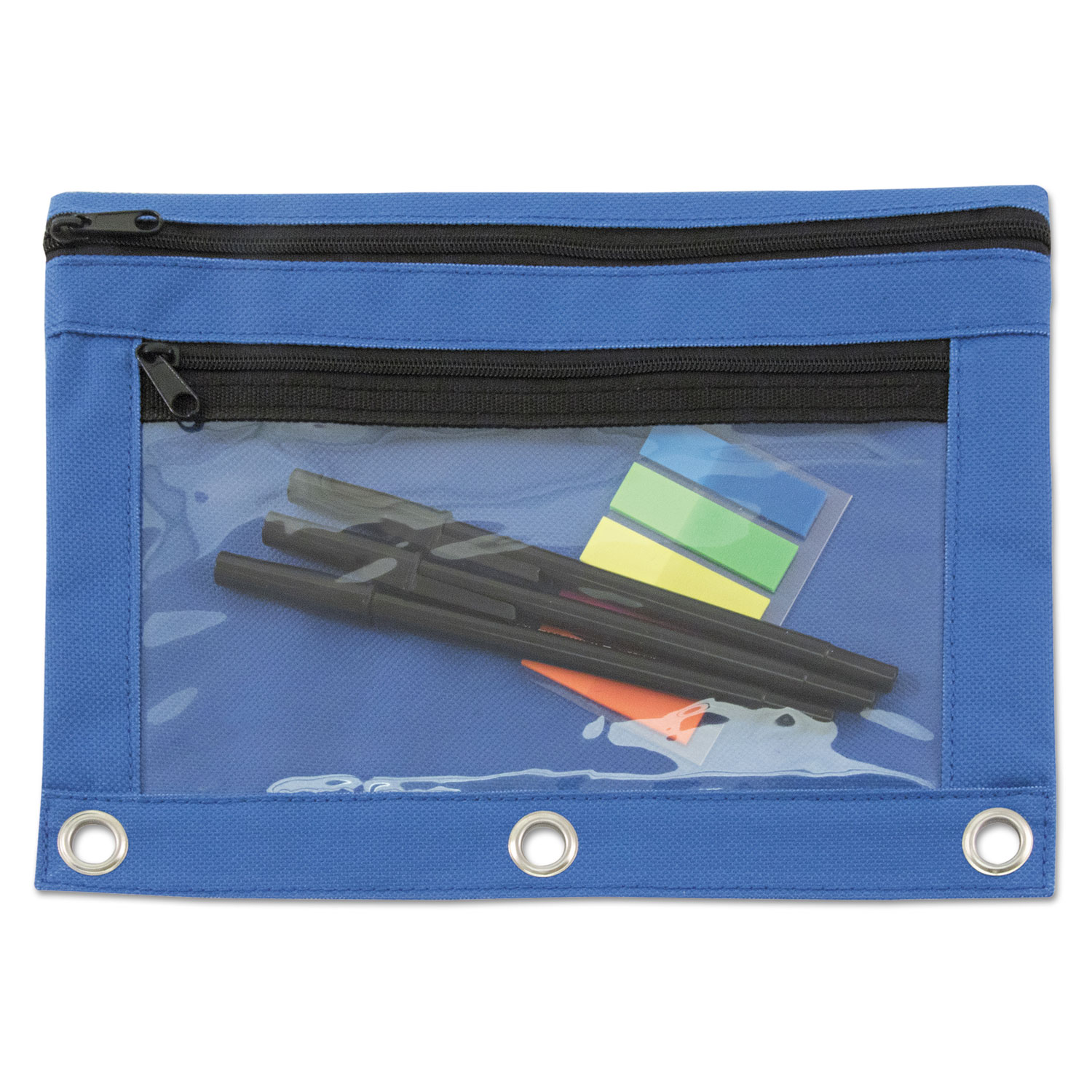 Binder Pouch with PVC Pocket, 9 1/2 x 7, Blue, 6/Pack