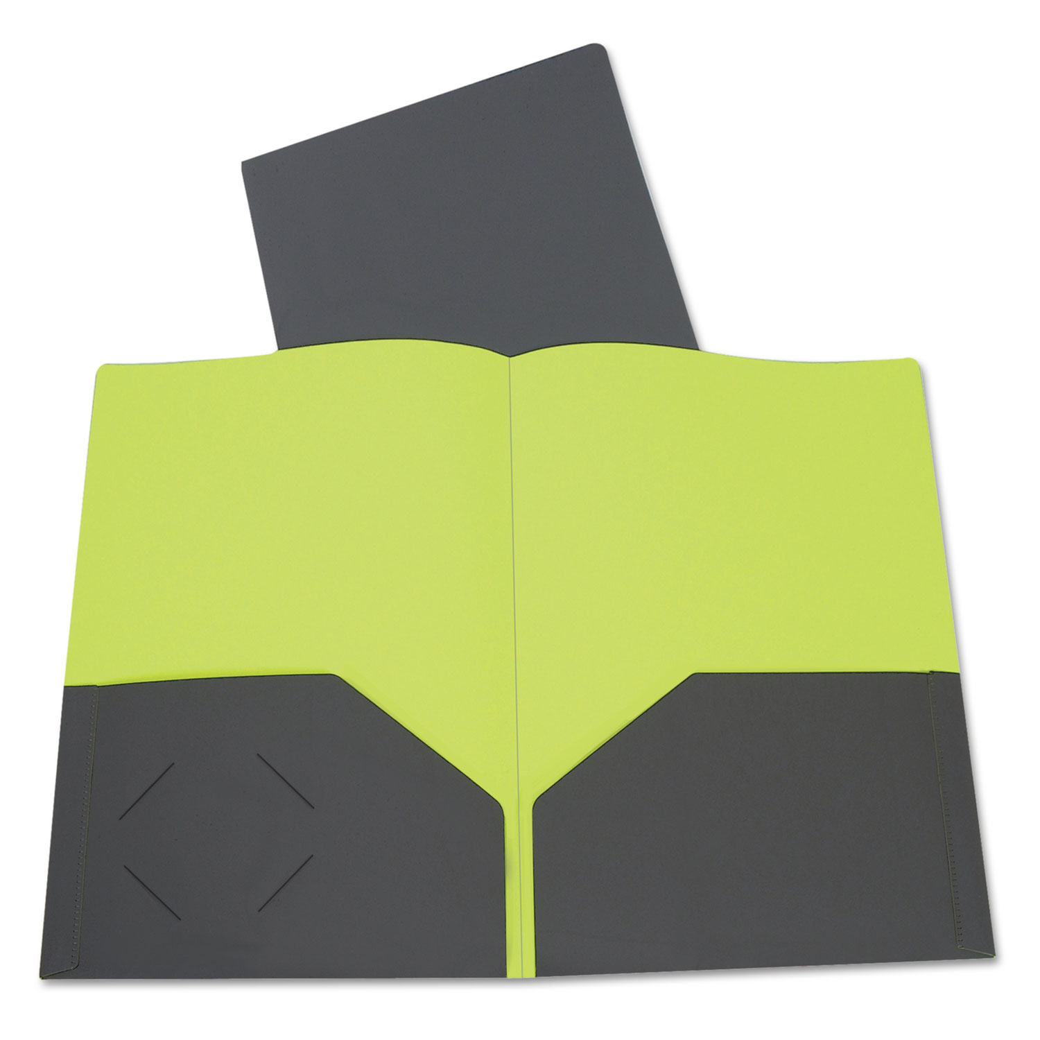 Two-Tone Two-Pocket Super Heavyweight Poly Portfolio, Letter, Gray/Green, 6/Pack