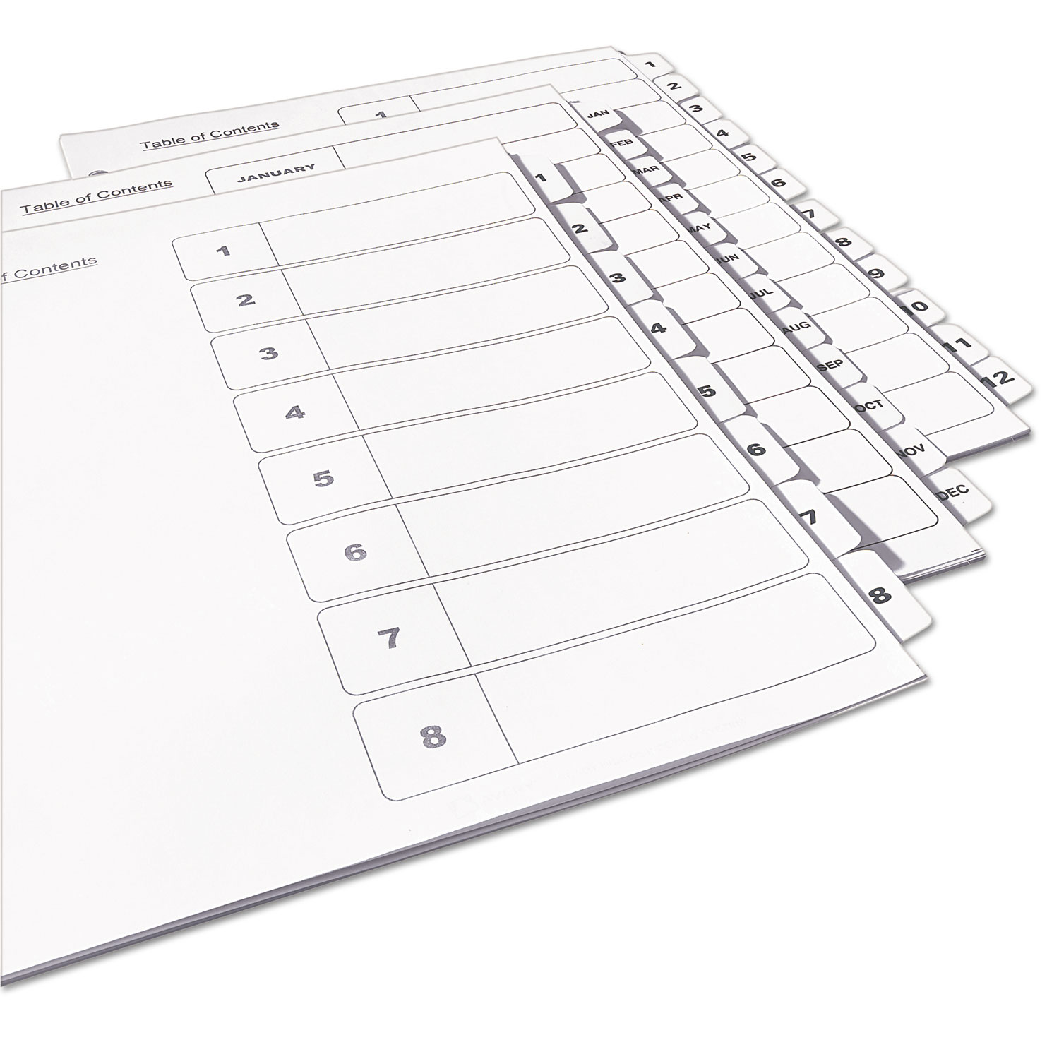Ready Index Customizable Table of Contents Black & White Dividers, 12-Tab, Ltr
