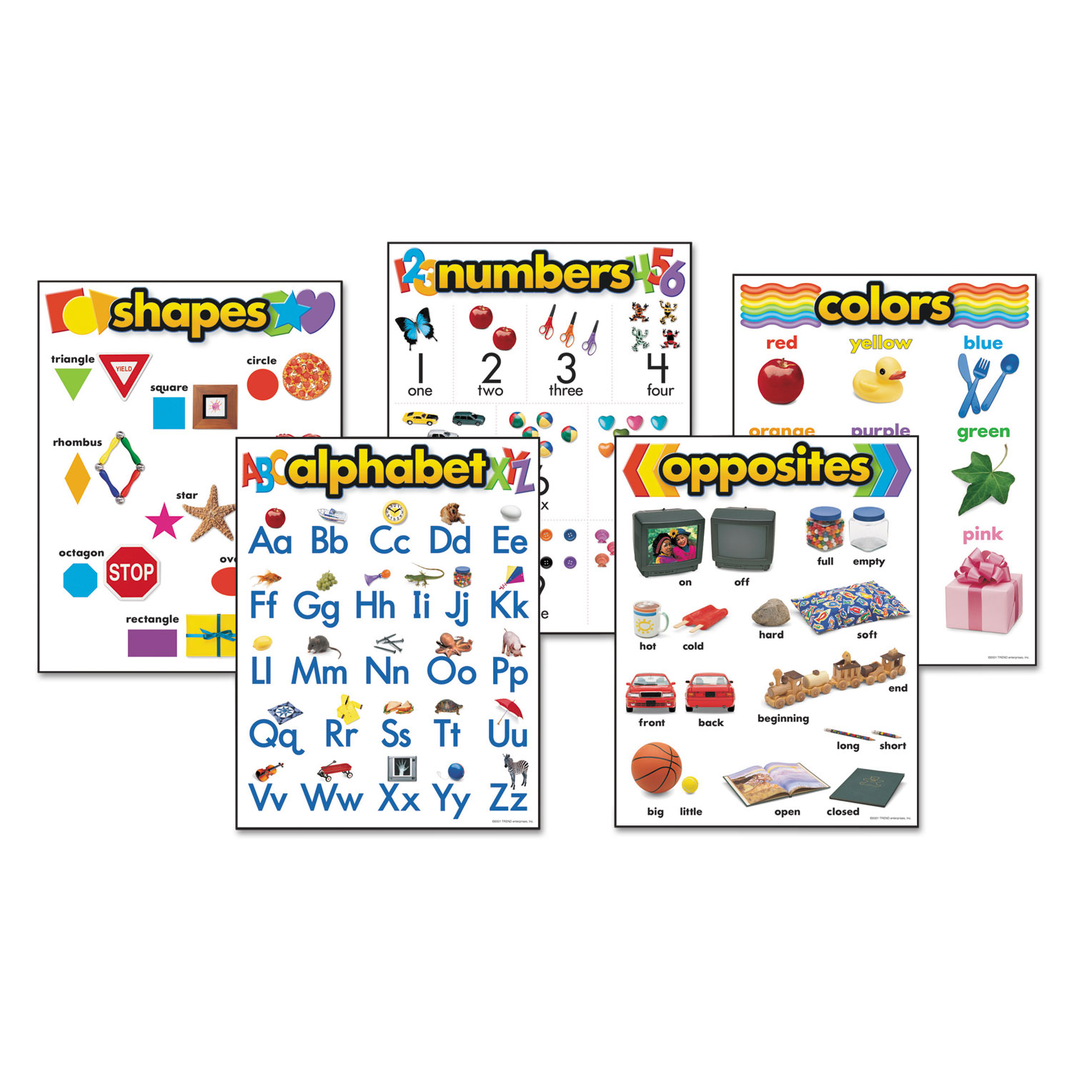 Learning Chart Combo Packs, Kindergaten Basics, 18 x 27 1/4, 5/Set