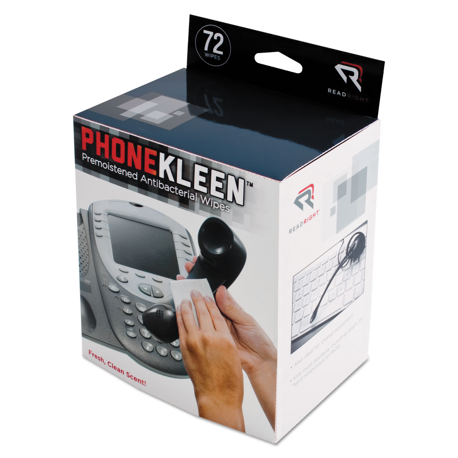  Read Right RR1303 PhoneKleen Wet Wipes, Cloth, 5 x 5, 72/Box (REARR1303) 