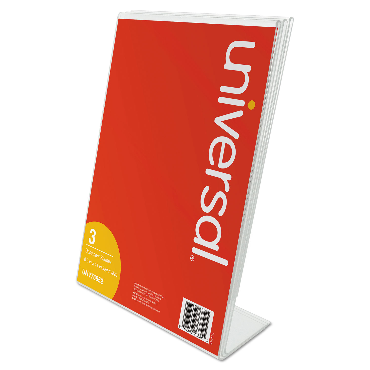  Universal UNV76852 Clear L-Style Freestanding Frame, 8 1/2 x 11 Insert, 3/Pack (UNV76852) 