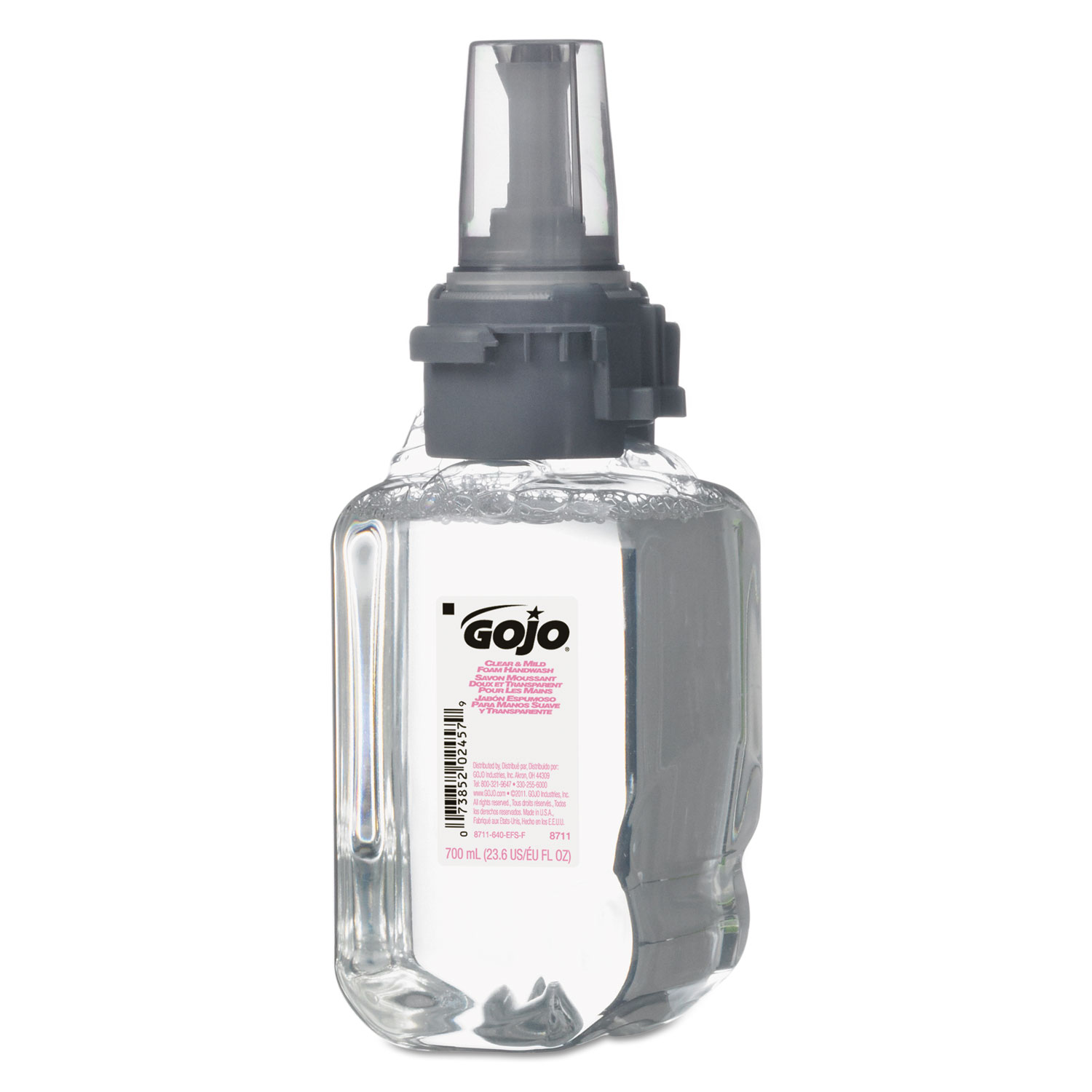  GOJO 8711-04 Clear & Mild Foam Handwash Refill, Fragrance-Free, 700 mL, Clear, 4/Carton (GOJ871104) 