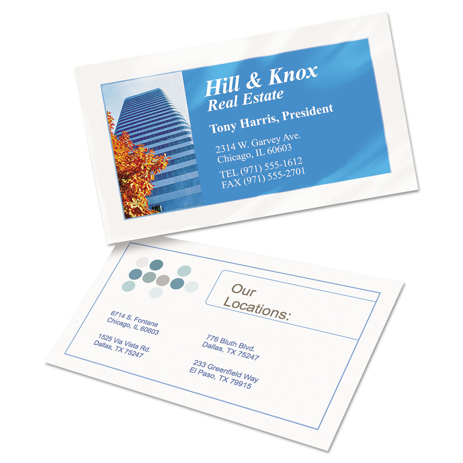 Clean Edge Business Cards, Inkjet, 2 x 3 1/2, Glossy White, 200/Pack