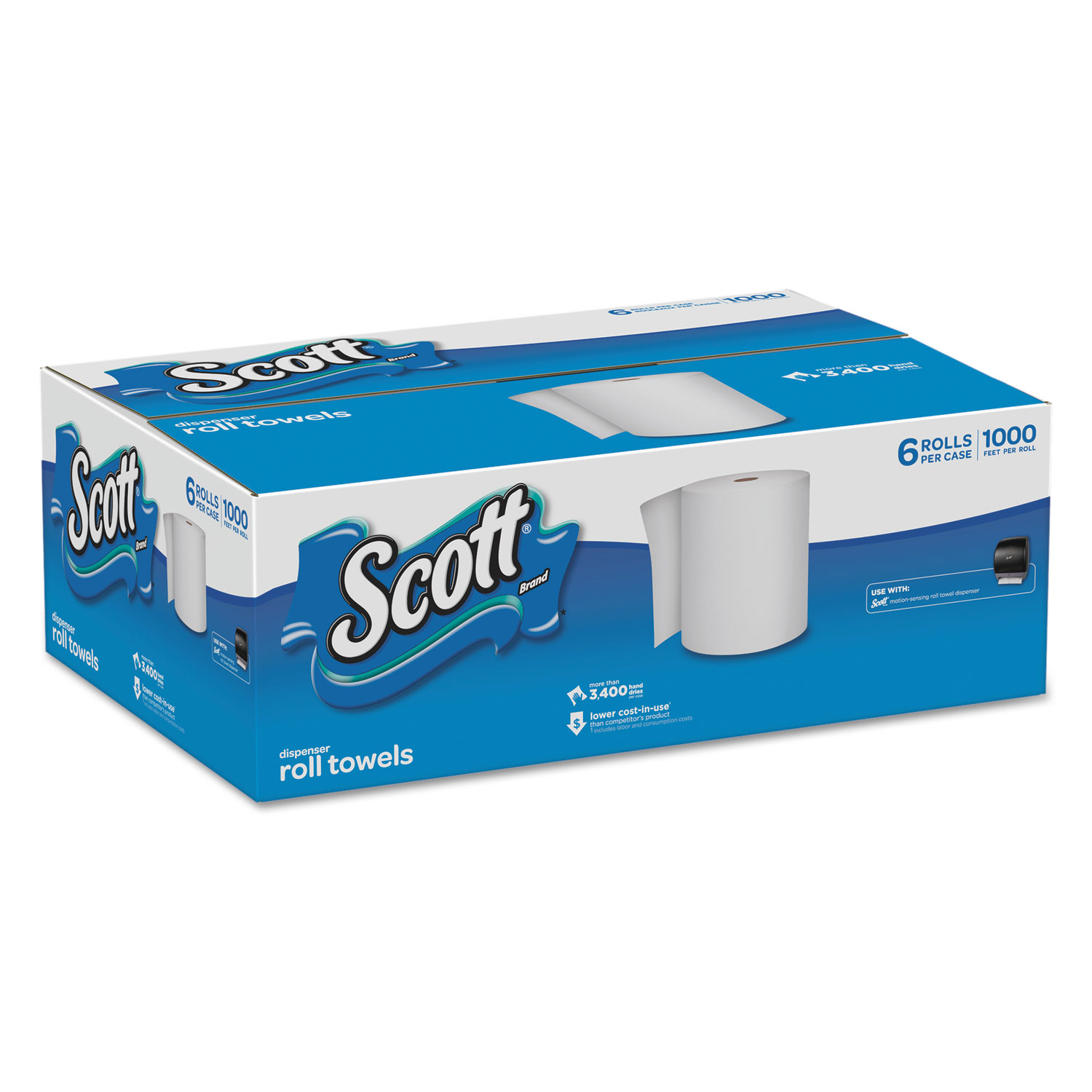 Hard Roll Towels, White, 8 x 1000 ft, 6 Roll/Carton