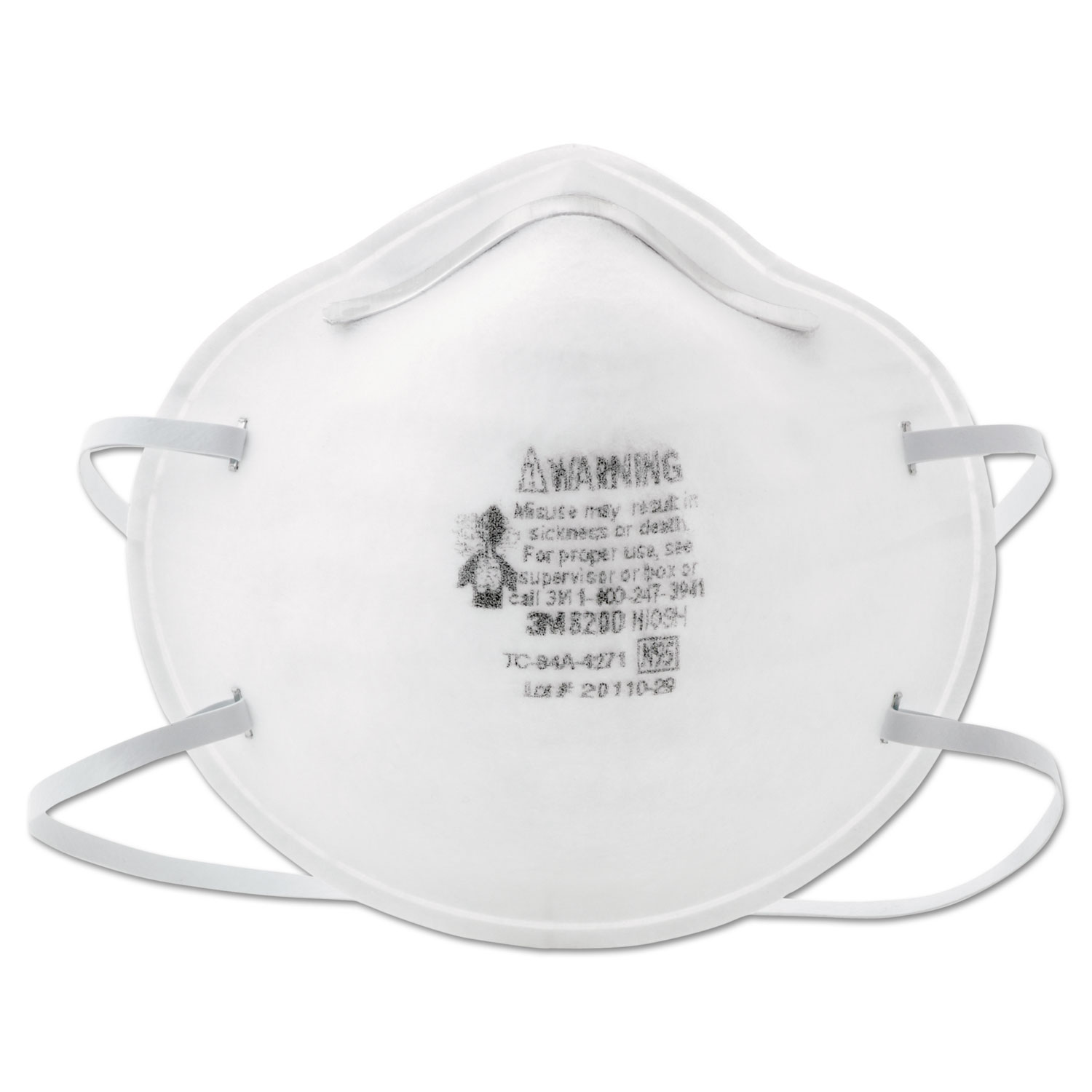  3M 70071534492 N95 Particle Respirator 8200 Mask, 20/Box (MMM8200) 