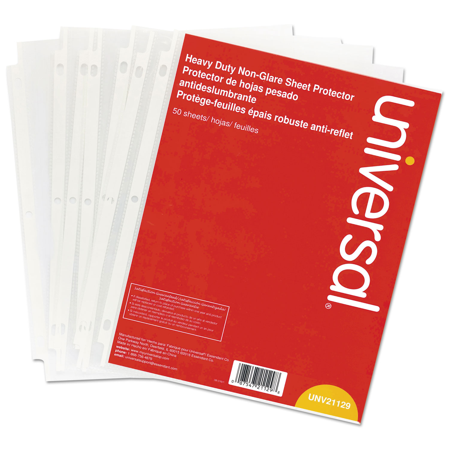  Universal UNV21129 Top-Load Poly Sheet Protectors, Heavy Gauge, Nonglare, Clear 50/Pack (UNV21129) 