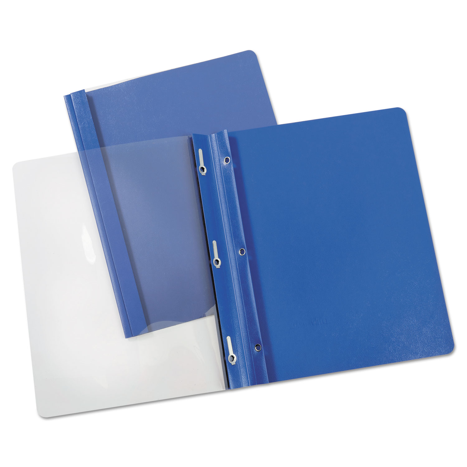 Report Cover, Tang Clip, Letter, 1/2 Capacity, Clear/Blue, 25/Box