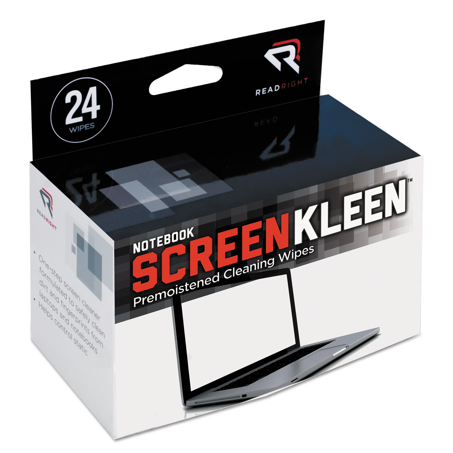  Read Right RR1217 Notebook ScreenKleen Pads, Cloth, 7 x 5, White, 24/Box (REARR1217) 