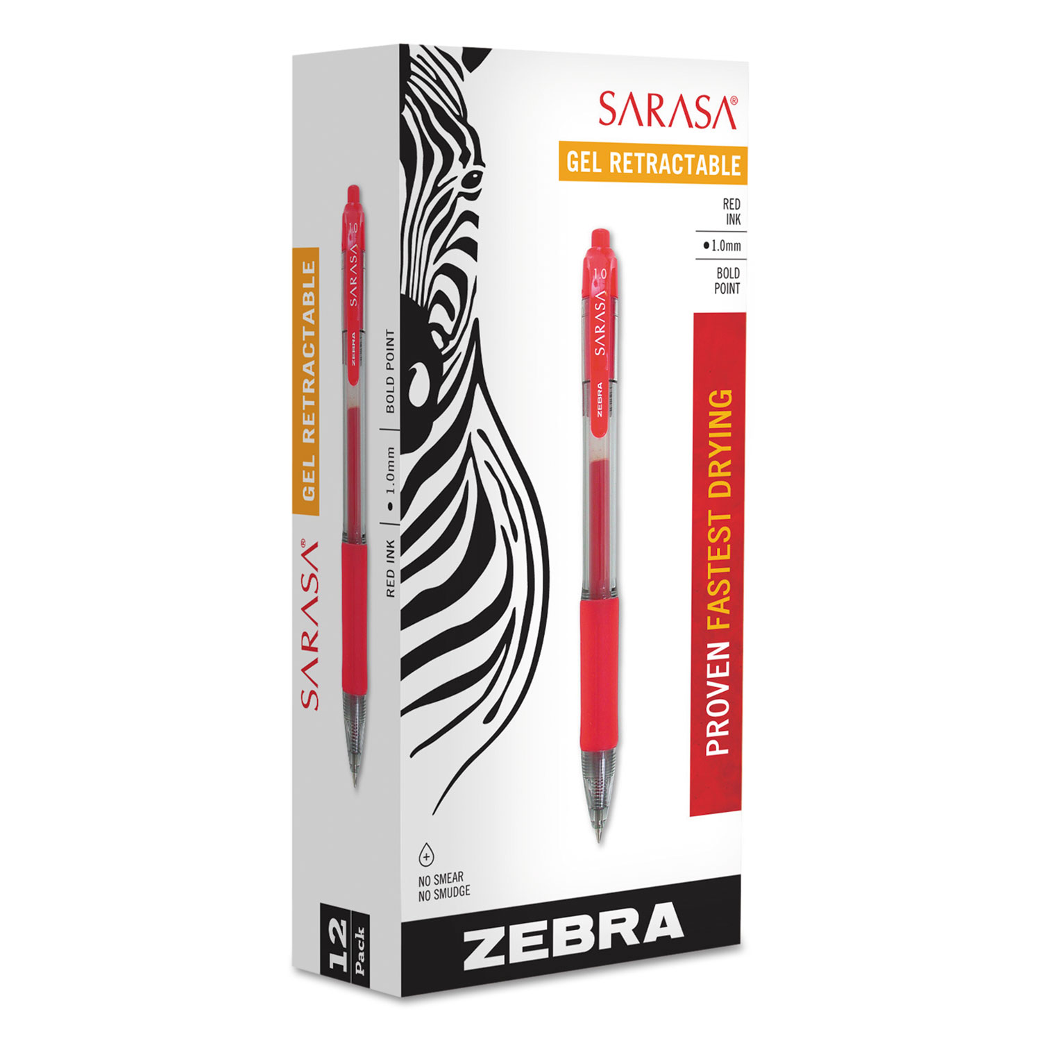 Sarasa Retractable Gel Pen, Red Ink, Bold, Dozen