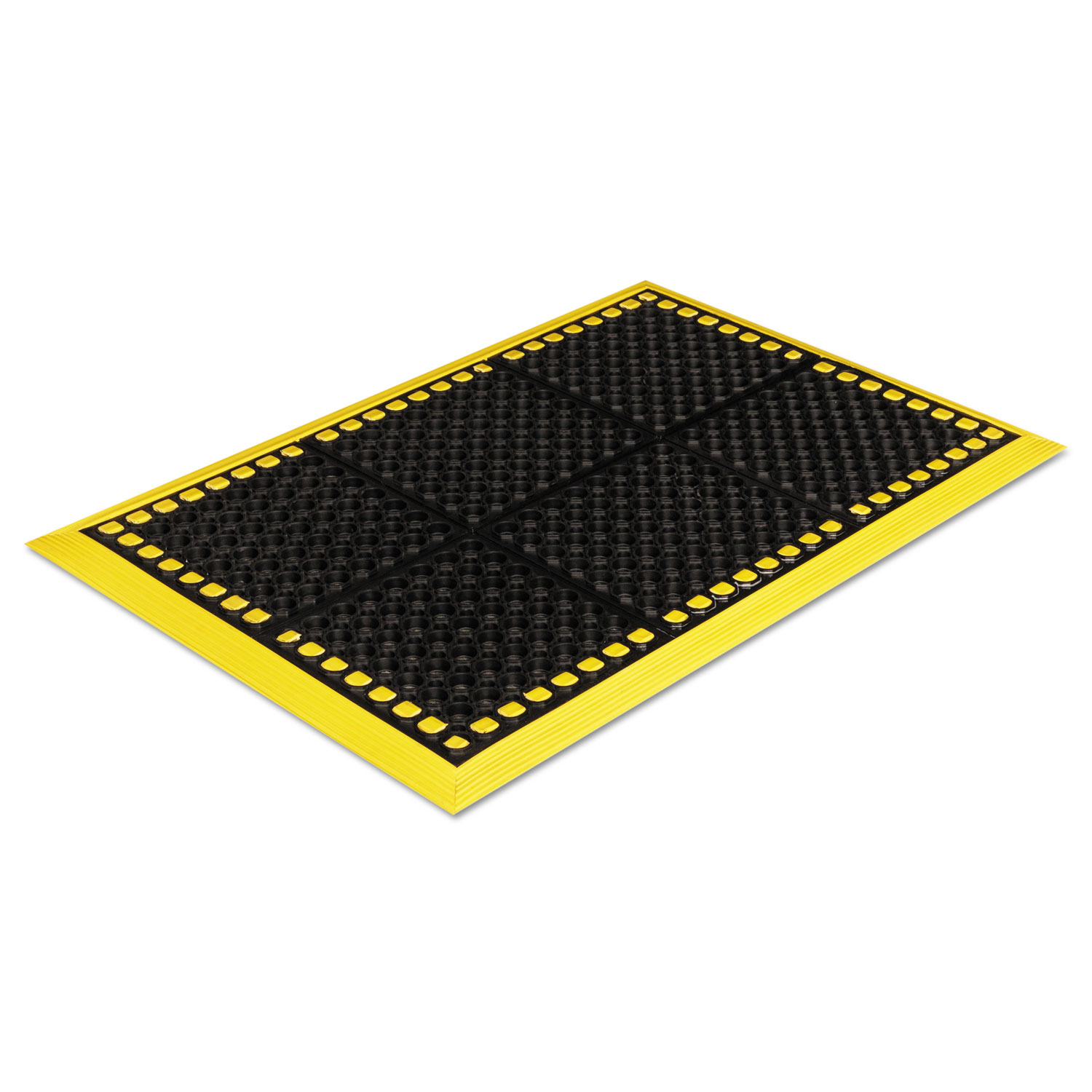 Safewalk Workstations Anti-Fatigue Drainage Mat, 28 x 40, Black/Yellow