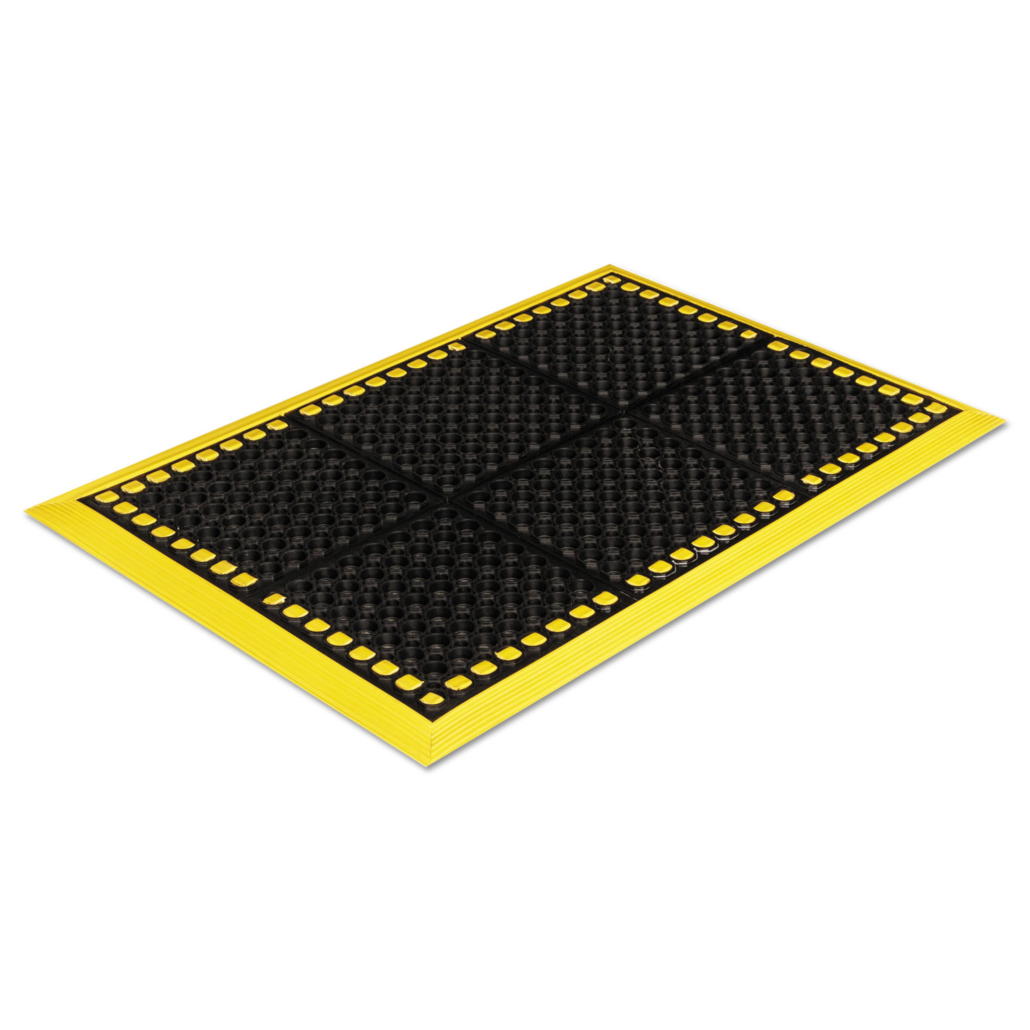 Safewalk Workstations Anti-Fatigue Drainage Mat, 40 x 64, Black/Yellow