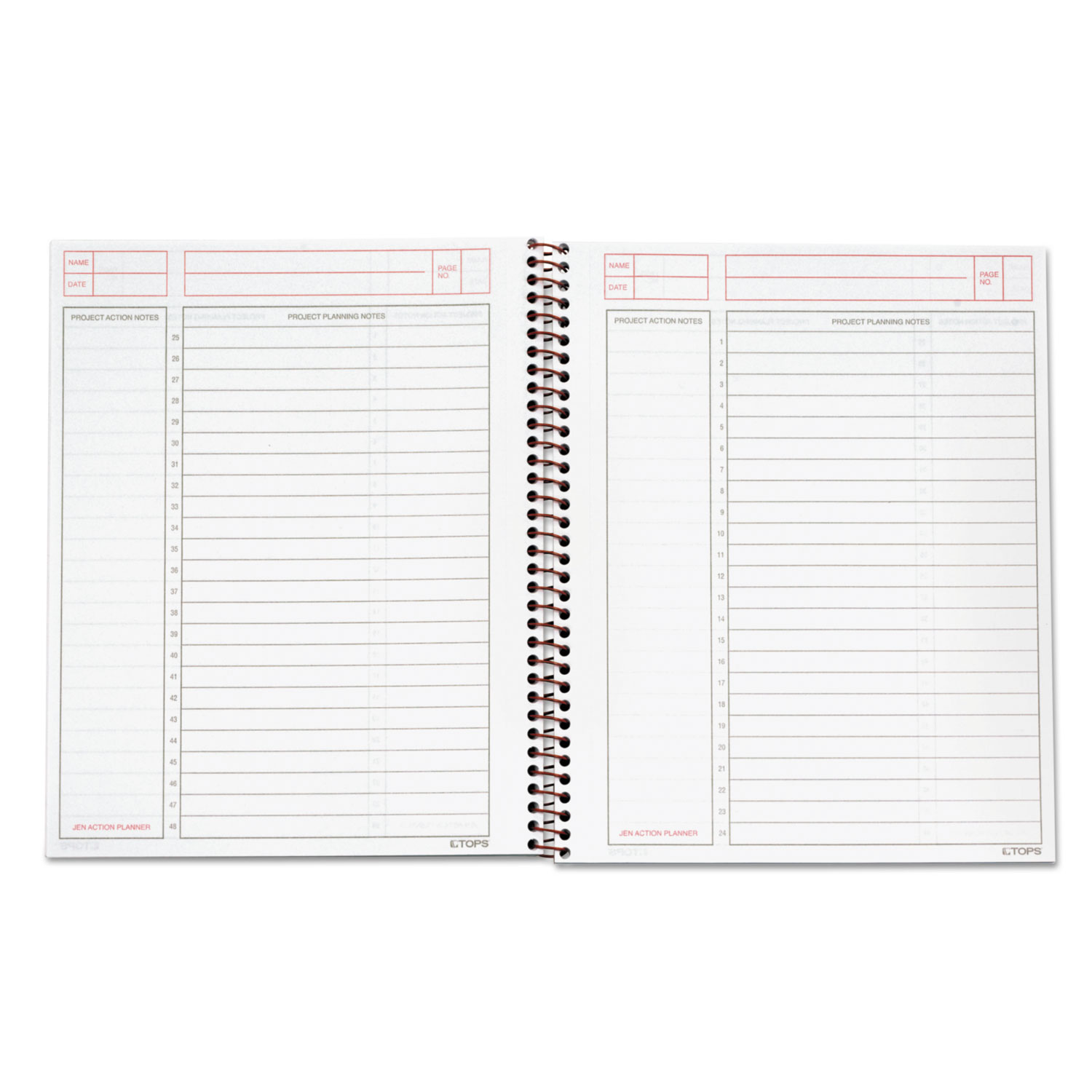 JEN Action Planner, Ruled, 8 1/2 x 6 3/4, White, 100 Sheets