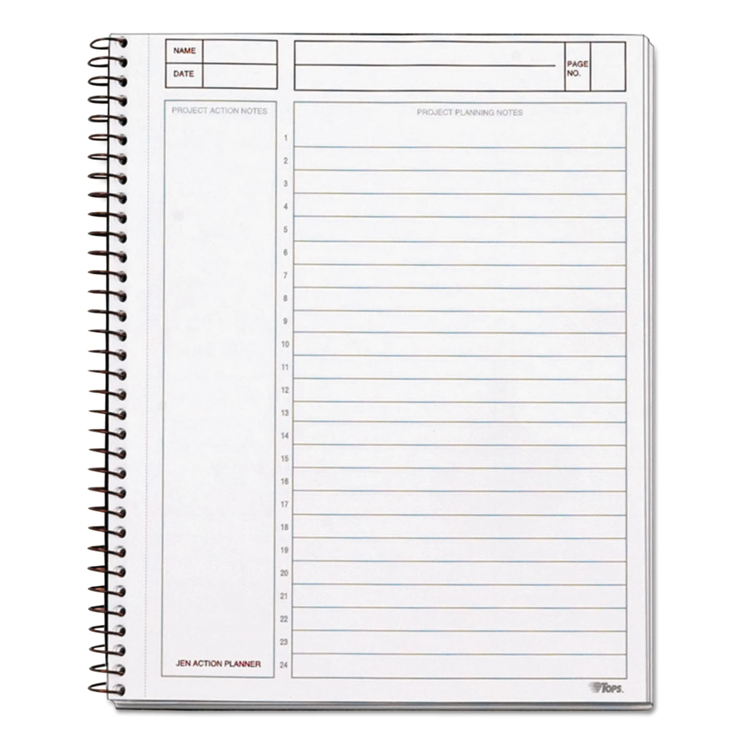 JEN Action Planner, Ruled, 8 1/2 x 6 3/4, White, 84 Sheets