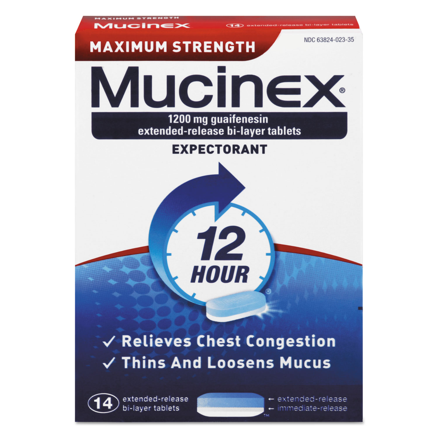  Mucinex 63824-02314 Maximum Strength Expectorant, 14 Tablets/Box (RAC02314) 