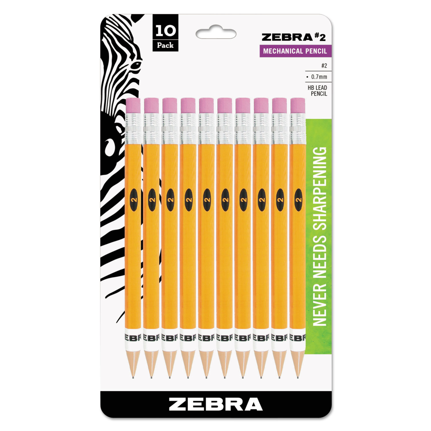 #2 Mechanical Pencil, .7 mm, Yellow, 10/Pack