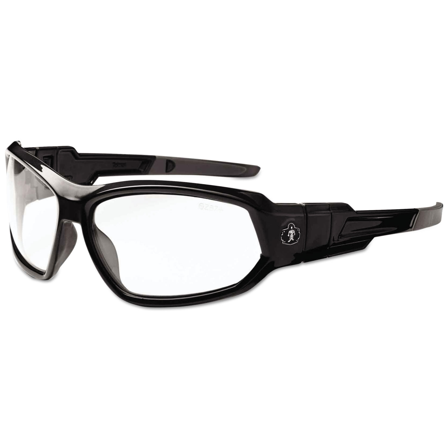 Skullerz Loki Safety Glass/Goggle, Black Frame/Clear Lens, AF, Nylon/Polycarb
