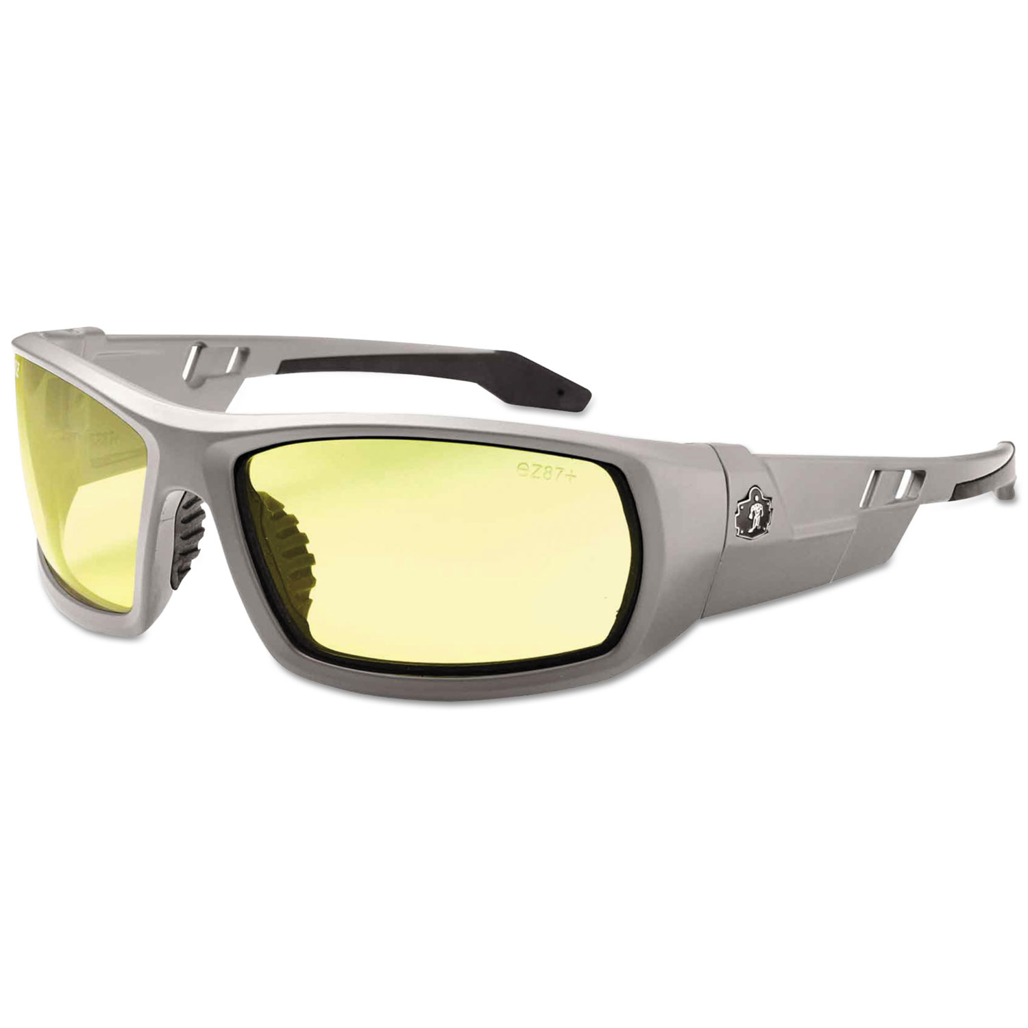 Skullerz Odin Safety Glasses, Gray Frame/Yellow Lens, Nylon/Polycarb