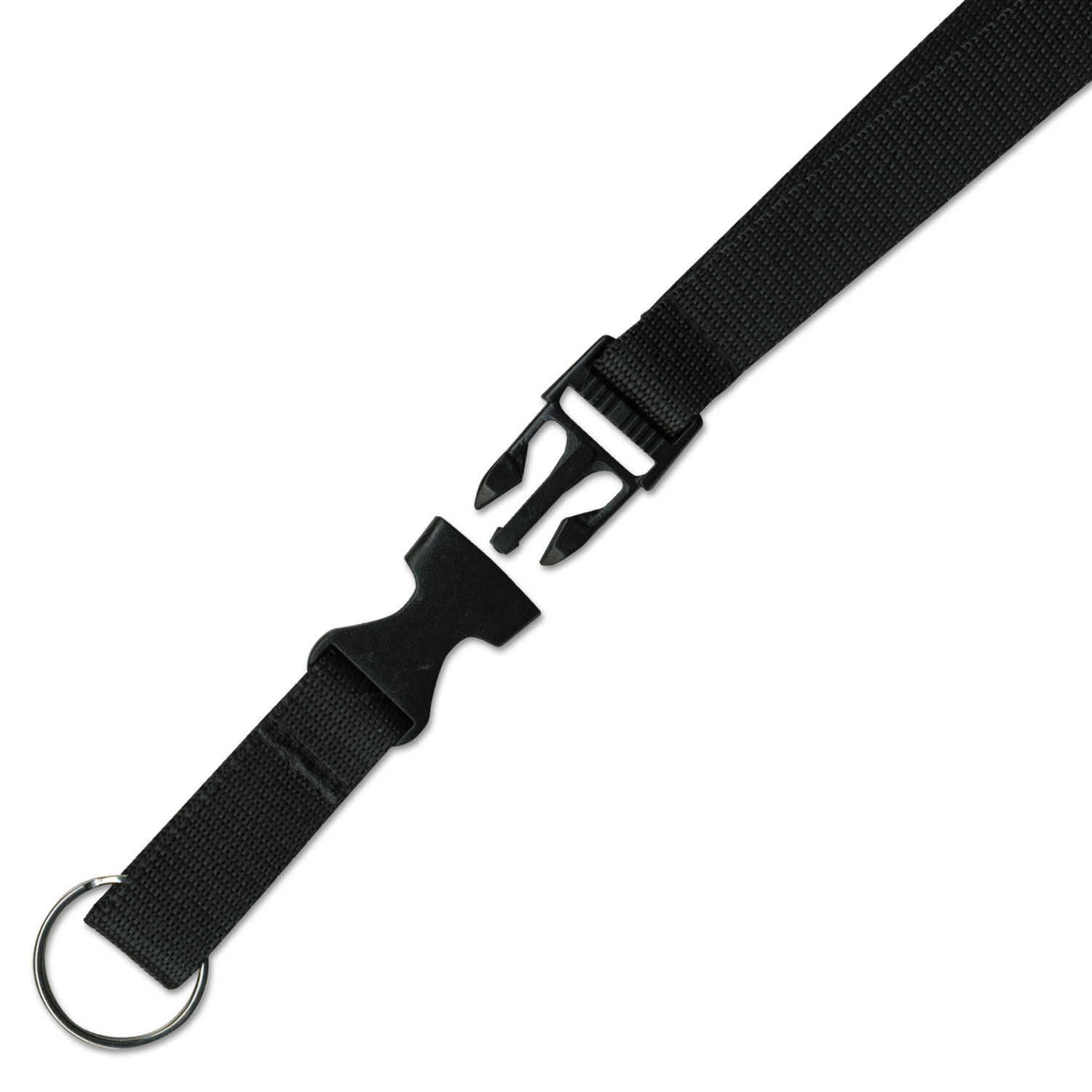 Deluxe Lanyards, Ring Style, 26-48 Long, Black, 12/Pack