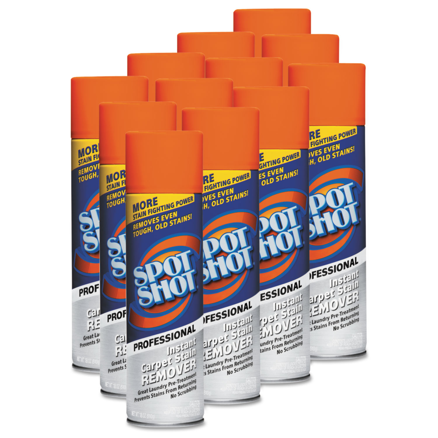 Spot Shot Professional Instant Carpet Stain Remover, 18oz Spray Can, 12/Carton