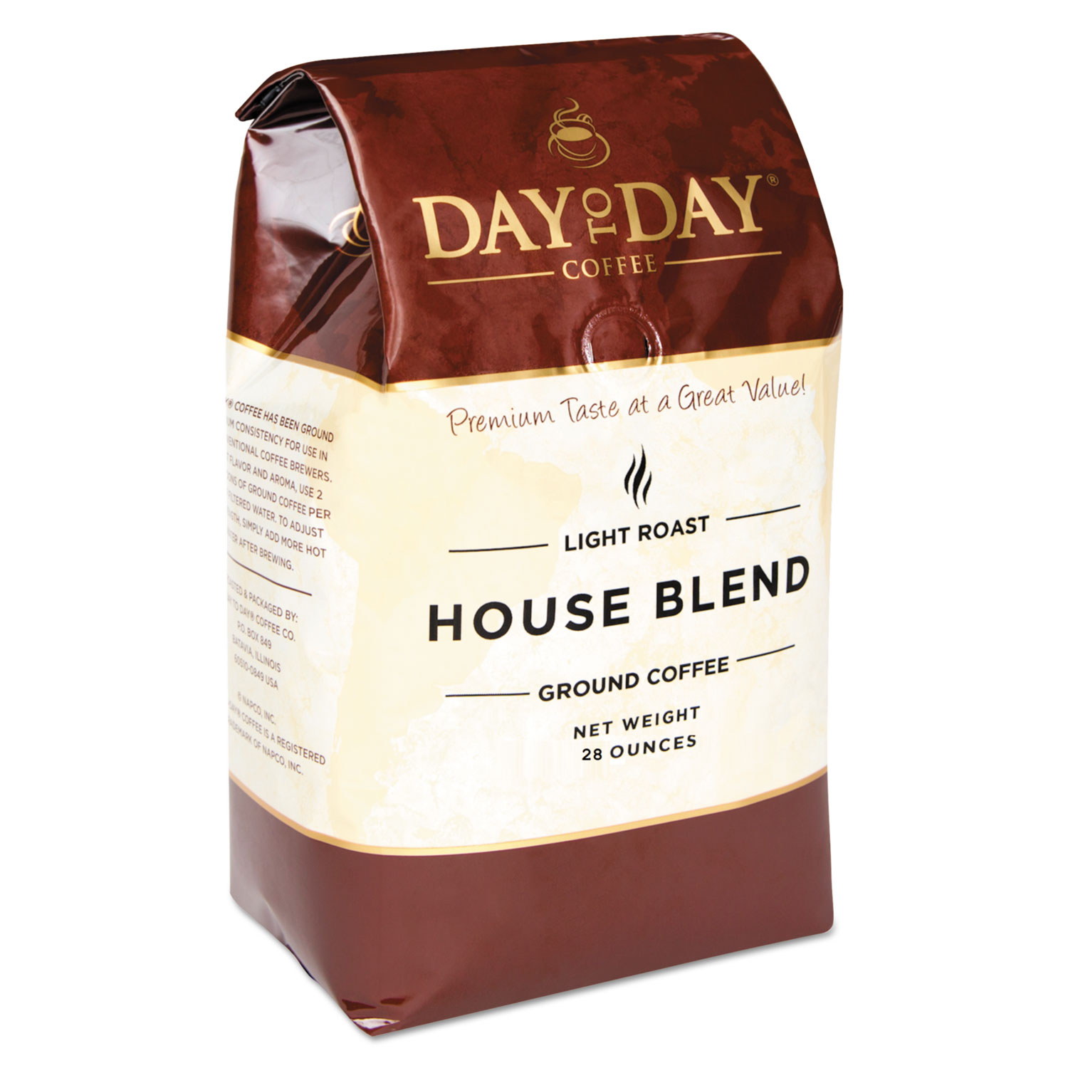  Day to Day Coffee PCO33750 100% Pure Coffee, House Blend, Ground, 28 oz Bag, 3/Pack (PCO33750) 