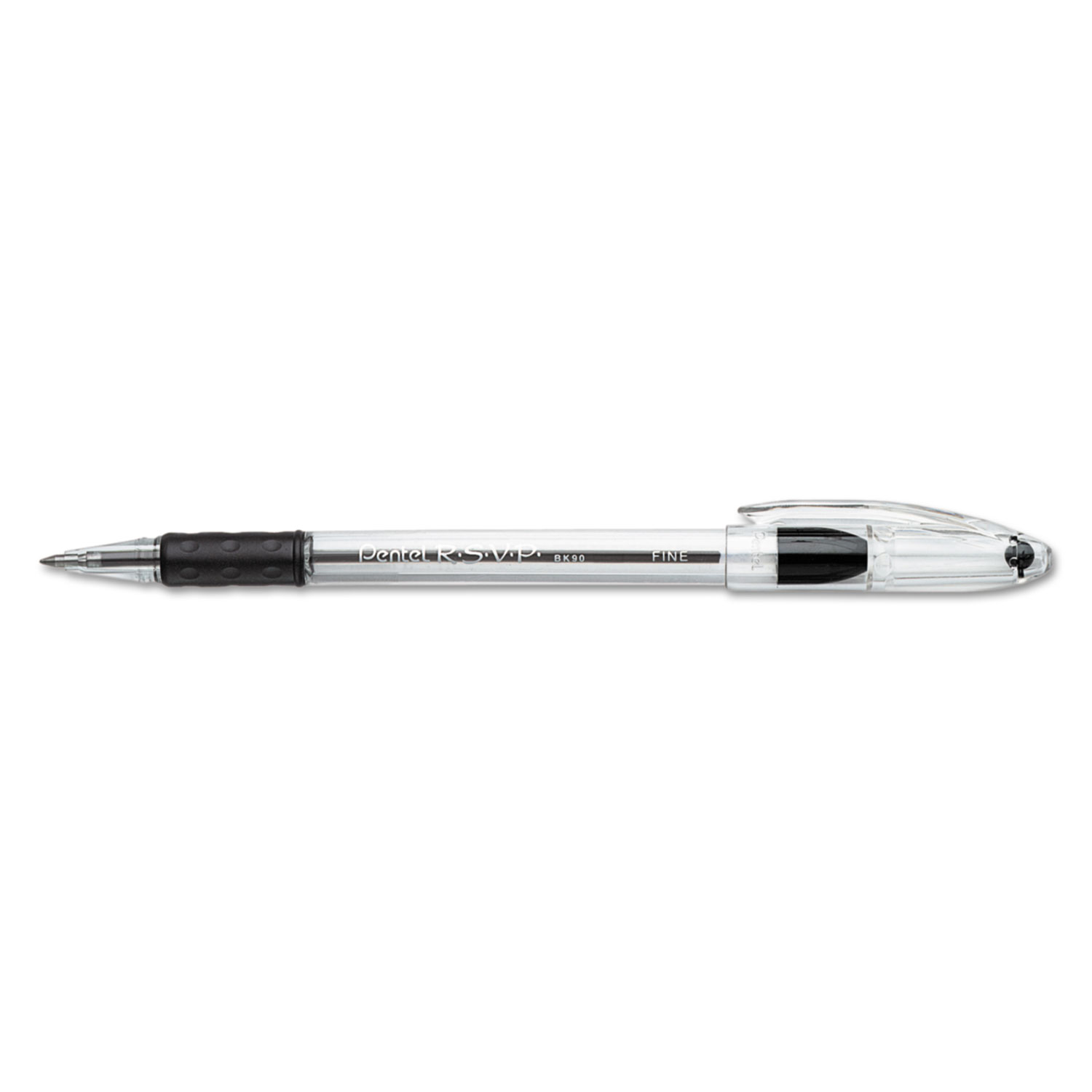 R.S.V.P. Stick Ballpoint Pen, .7mm, Trans Barrel, Black Ink, Dozen