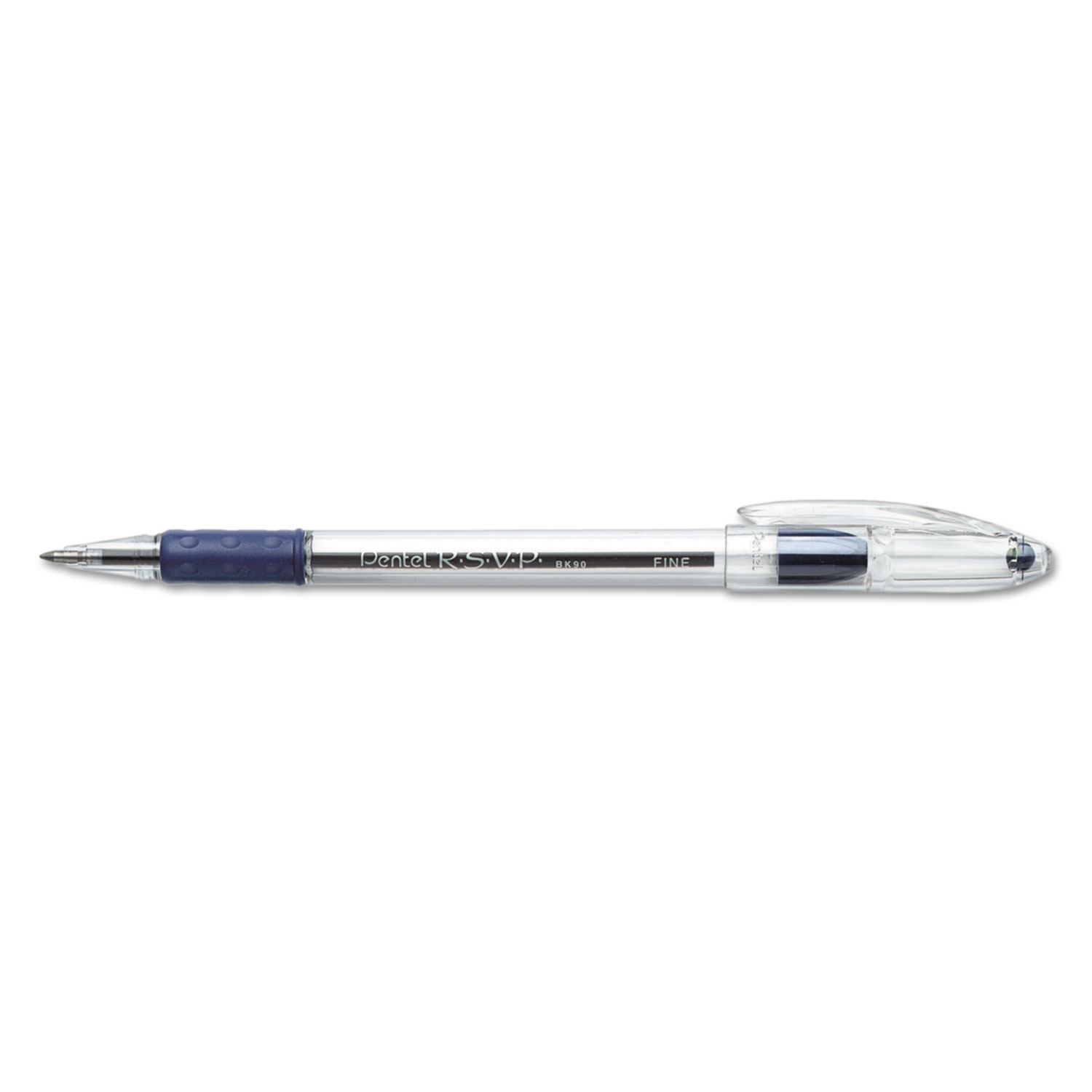 R.S.V.P. Stick Ballpoint Pen, .7mm, Trans Barrel, Blue Ink, Dozen