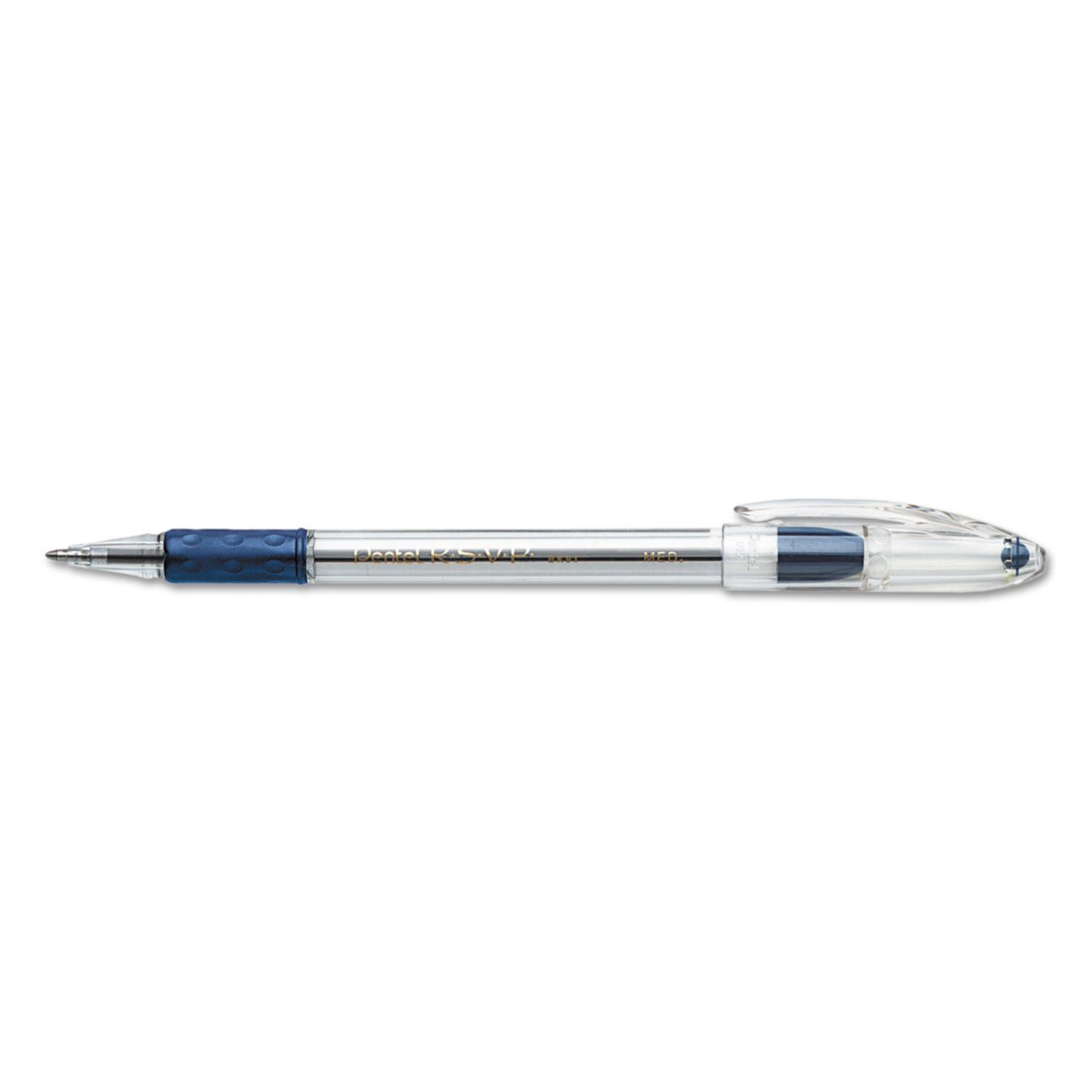 R.S.V.P. Stick Ballpoint Pen, 1mm, Trans Barrel, Blue Ink, Dozen