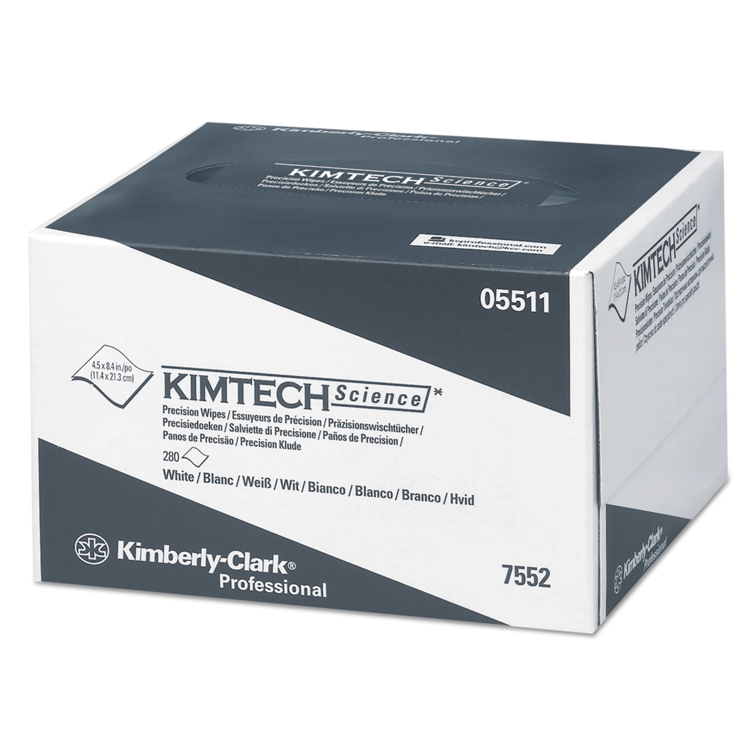  Kimtech 5511 Precision Wipers, POP-UP Box, 1-Ply, 4 2/5 x 8 2/5, White, 280/BX, 60 BX/CT (KCC05511) 