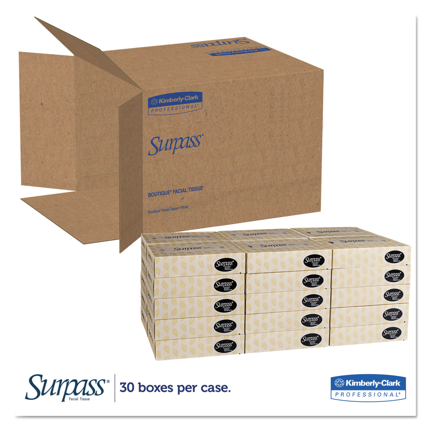 Facial Tissue, 2-Ply, Flat Box, 100/Box, 30 Boxes/Carton