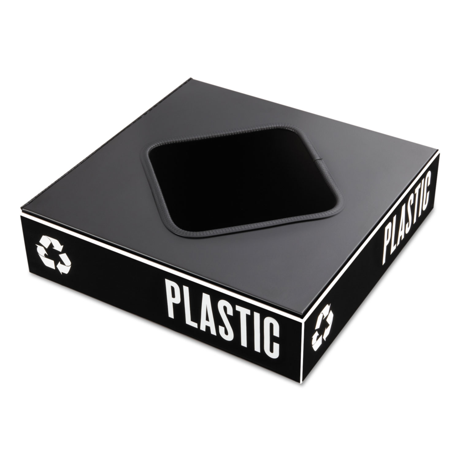  Safco 2989BL Public Square Recycling Container Lid, Square Opening, 15.25 x 15.25 x 2, Black (SAF2989BL) 