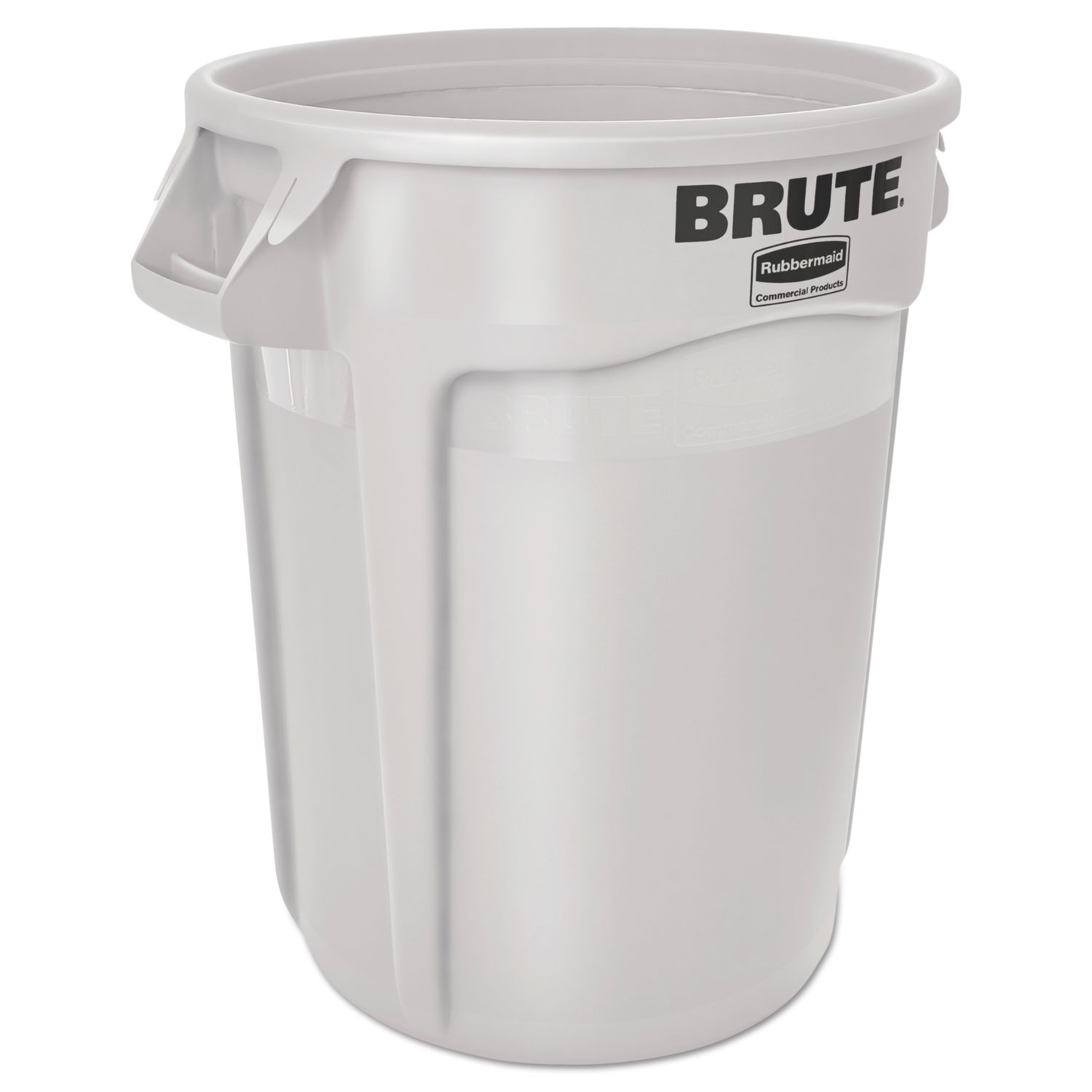 Vented Round Brute Container, 10 gal, Plastic, White - Zerbee