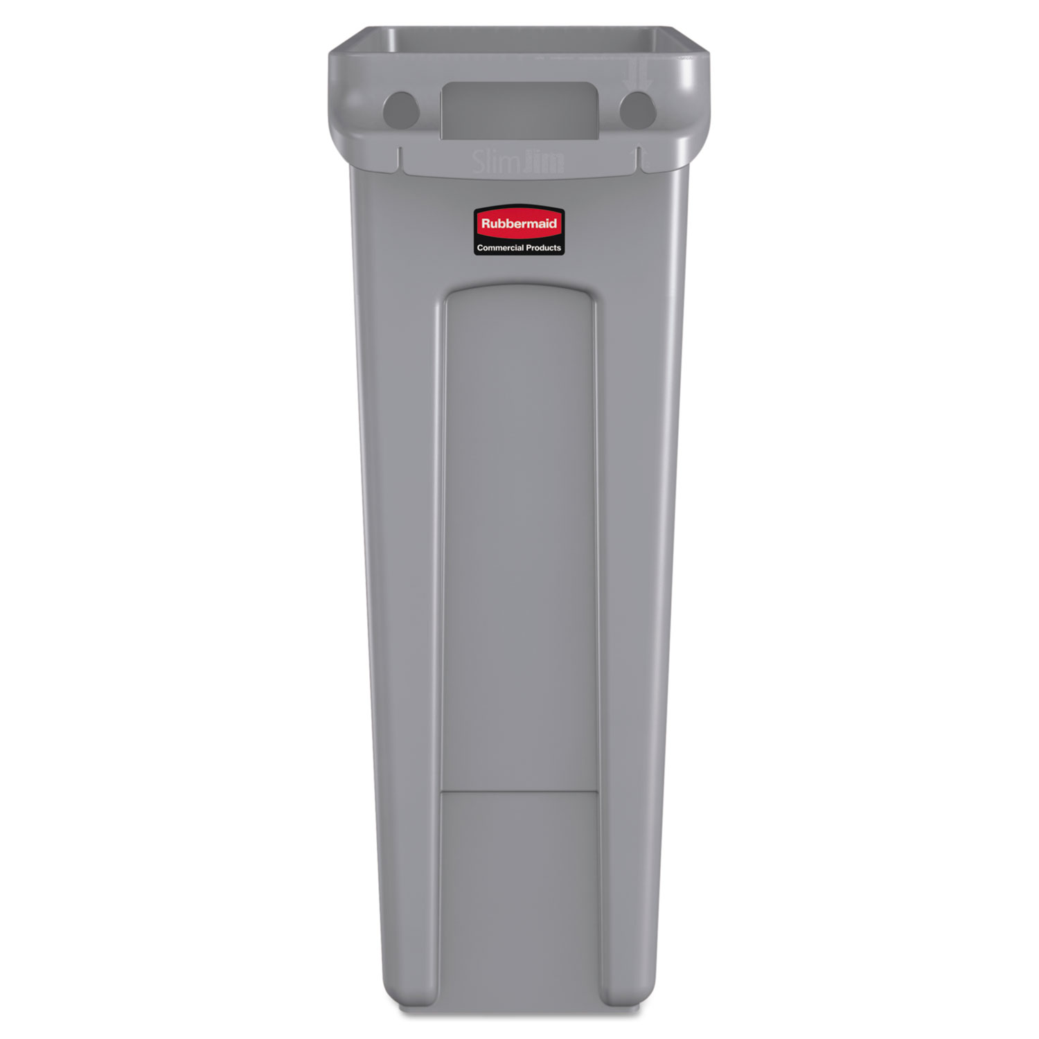 Slim Jim Receptacle w/Venting Channels, Rectangular, Plastic, 23gal, Gray