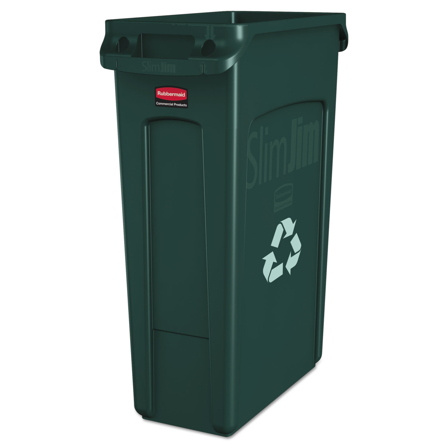 Slim Jim Plastic Recycling Container with Venting Channels 23 gal