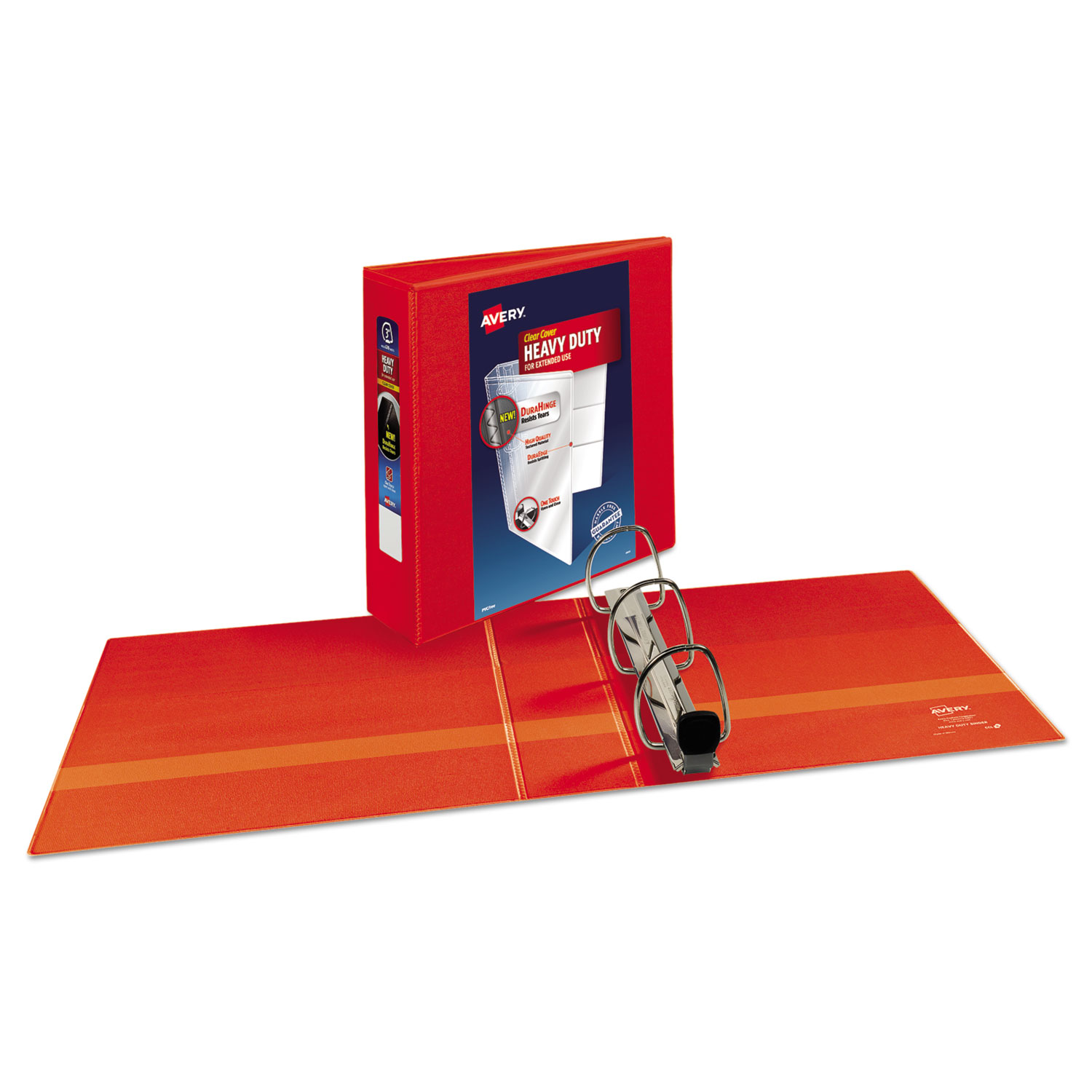 Heavy-Duty View Binder w/Locking 1-Touch EZD Rings, 3 Cap, Red