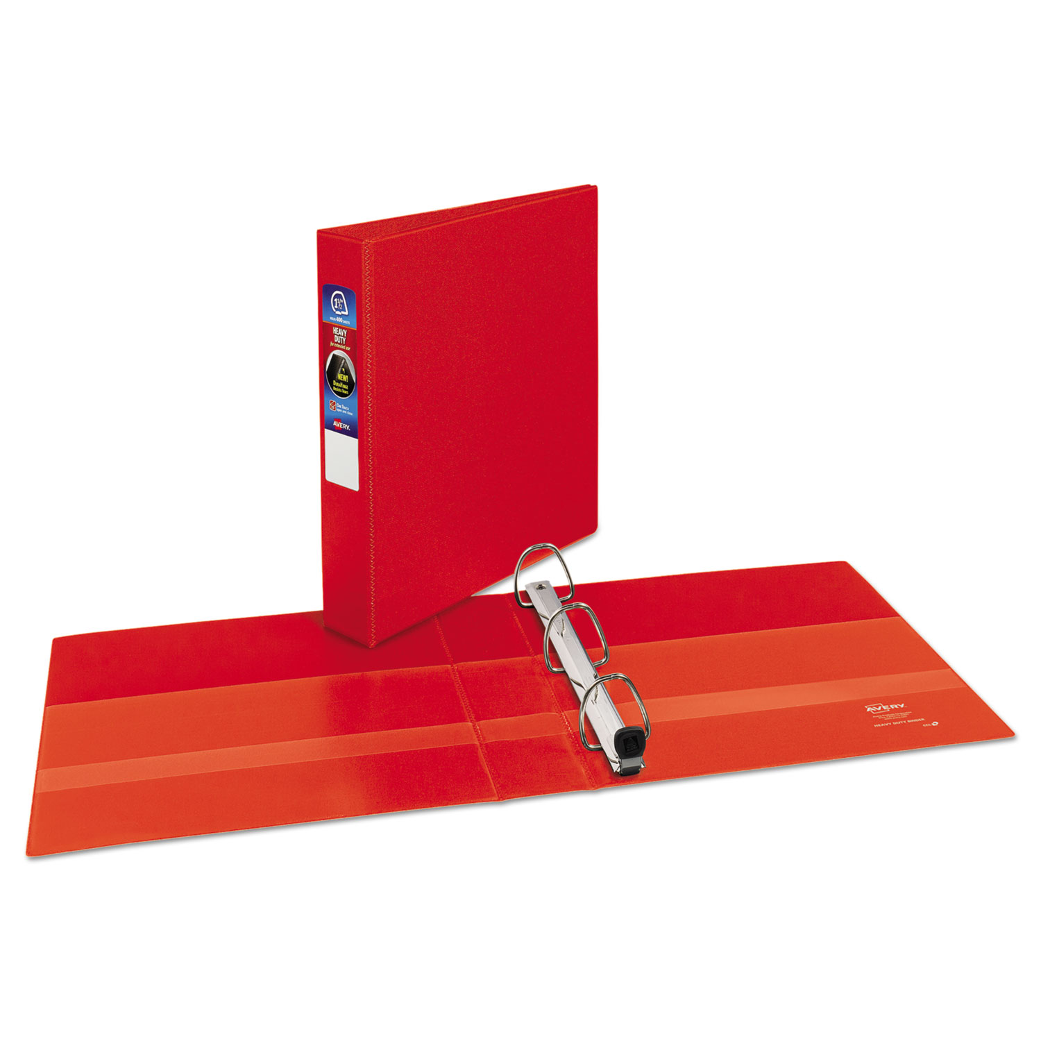 Heavy-Duty Binder with One Touch EZD Rings, 11 x 8 1/2, 1 1/2 Capacity, Red