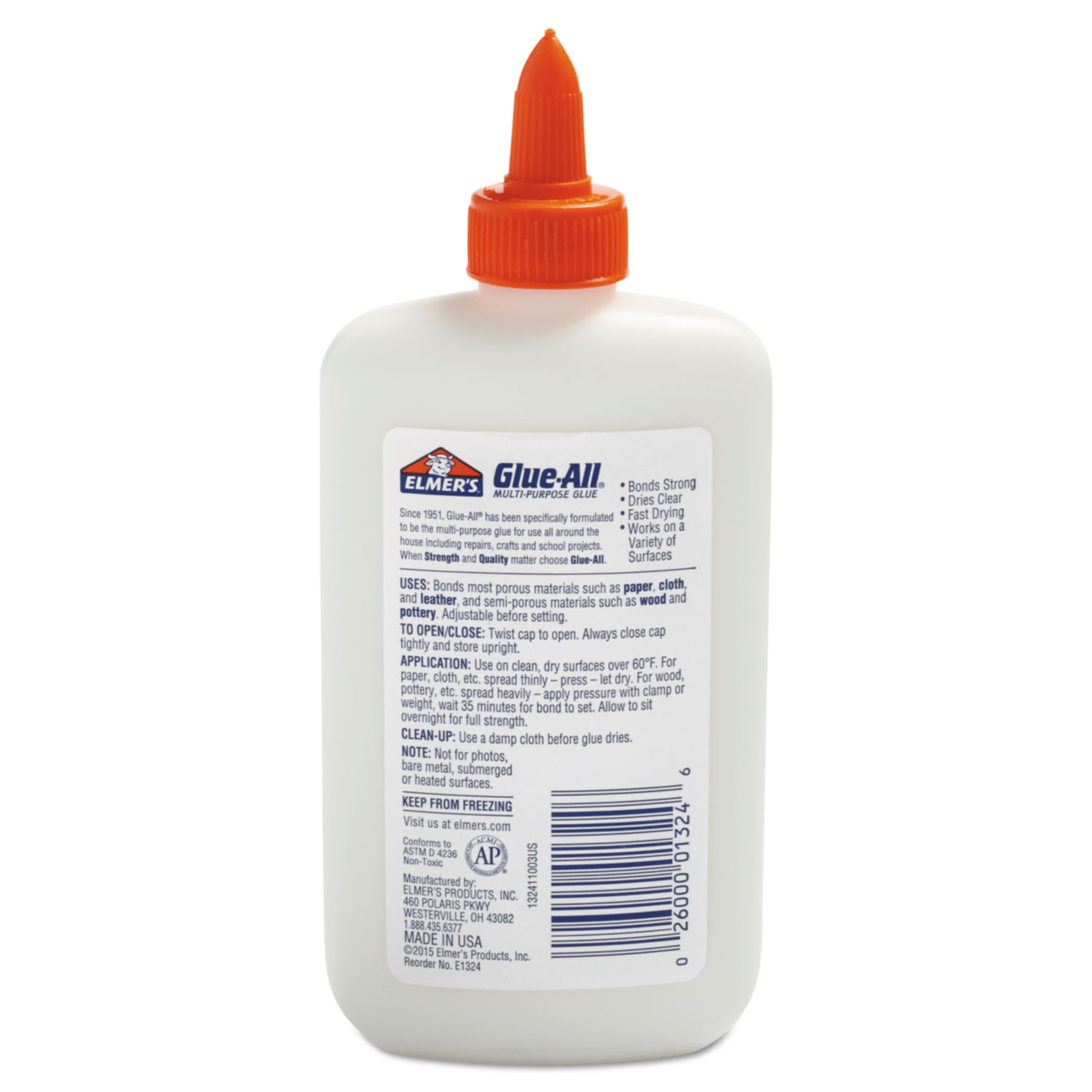 Glue-All White Glue, Repositionable, 7.625 oz