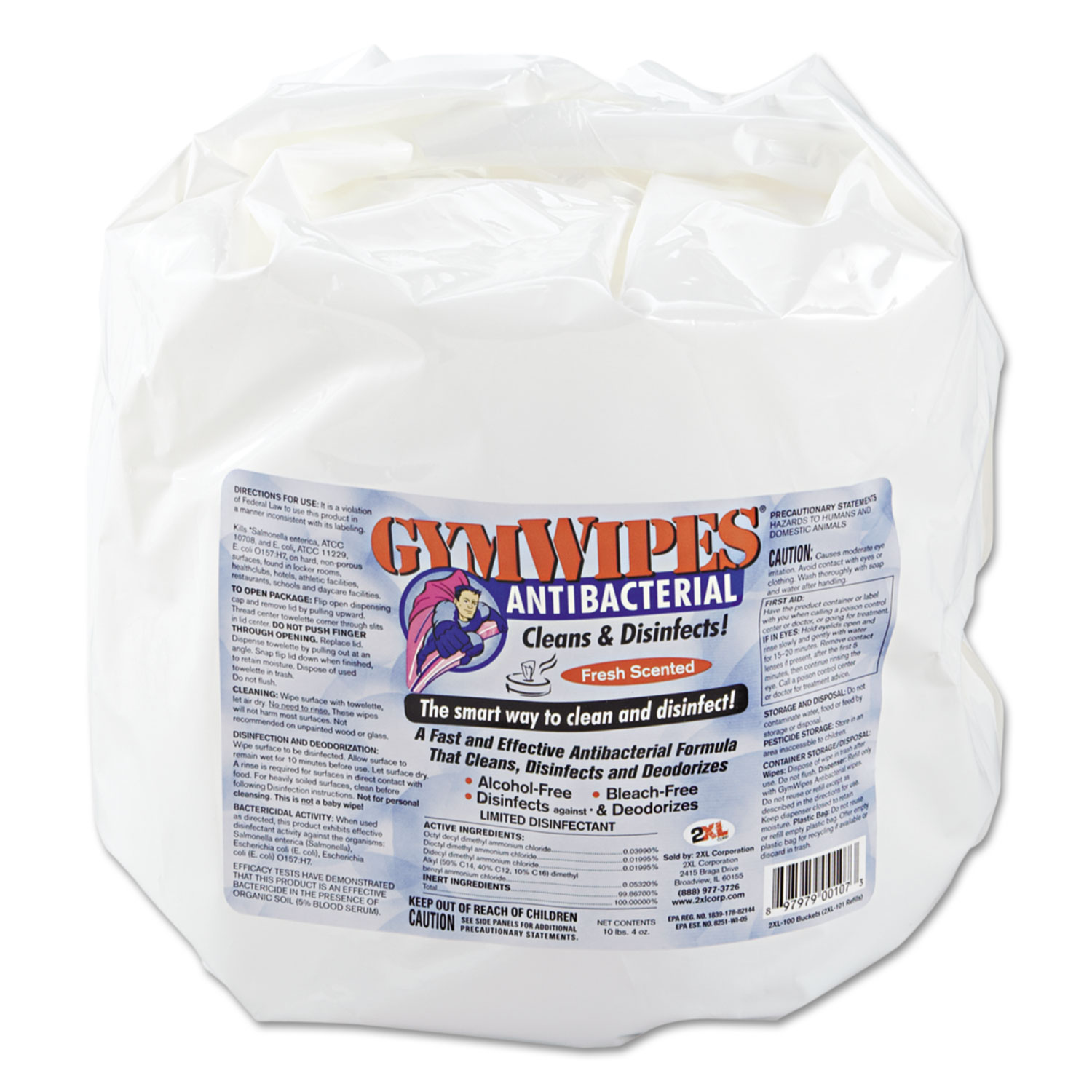 TXLL101 2XL Antibacterial Gym Wipes Refill Zuma