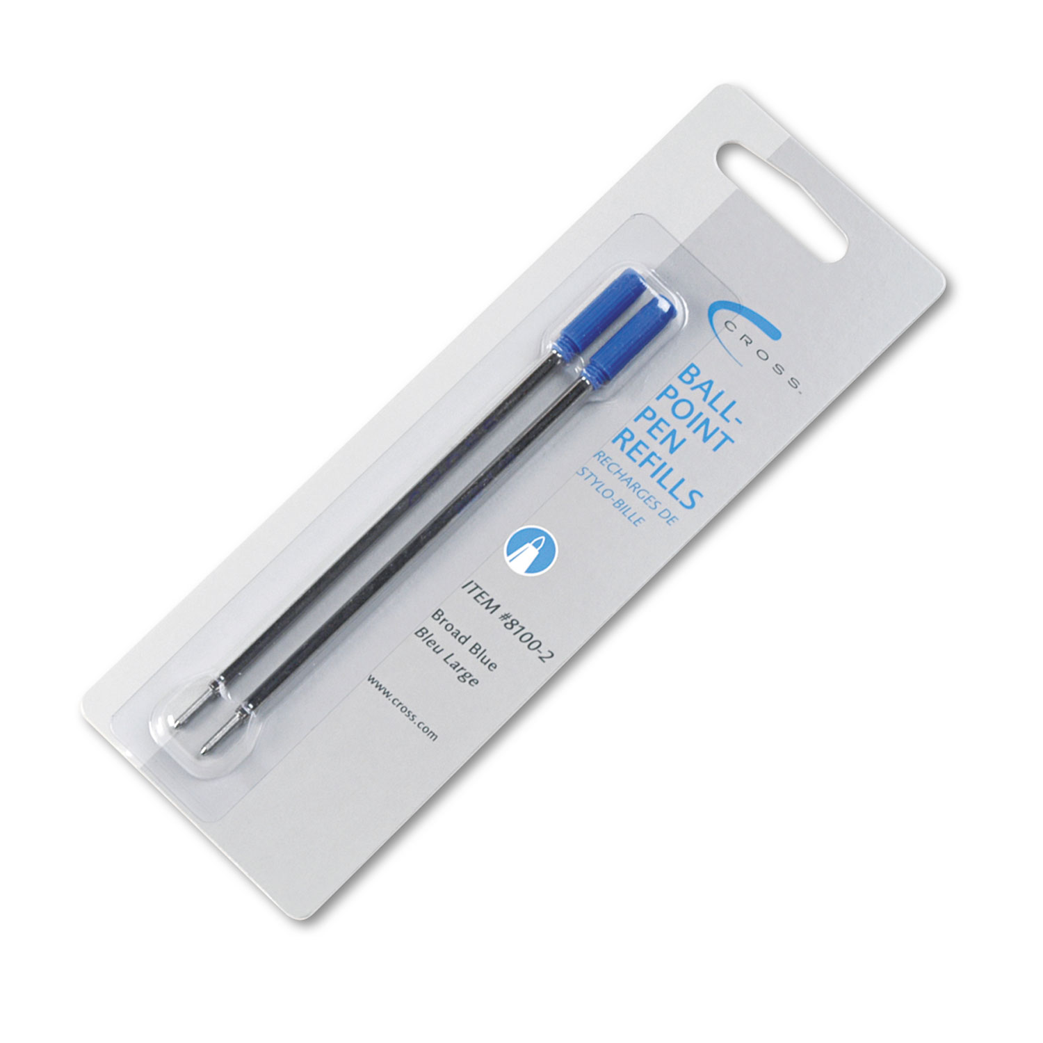  Cross 8100-2# Refill for Cross Ballpoint Pens, Bold Point, Blue Ink, 2/Pack (CRO81002) 
