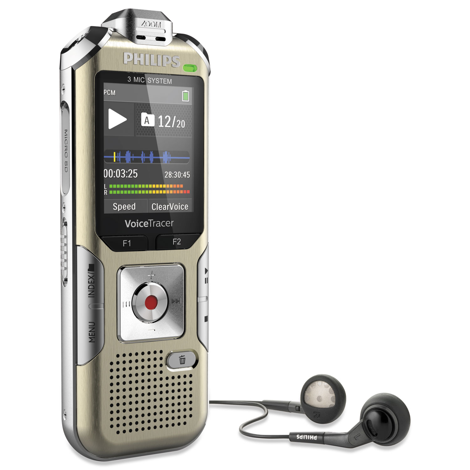 Voice Tracer 8010 Digital Recorder, 8 GB, Gold/Silver