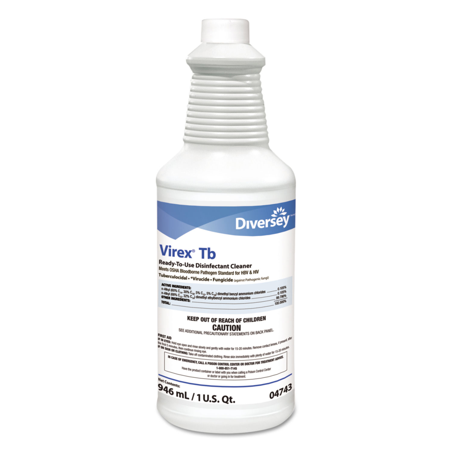 TB Disinfectant Cleaner, Lemon Scent, Liquid, 32 oz Bottle